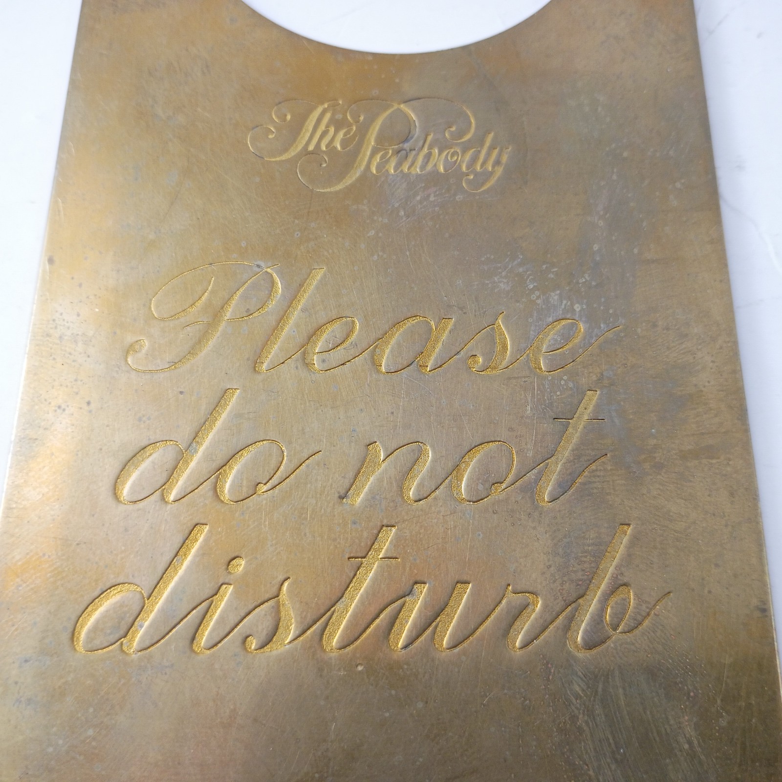 Vintage The Peabody Hotel Please Do Not Disturb Brass Door Sign 3.5” x 7 3/4″