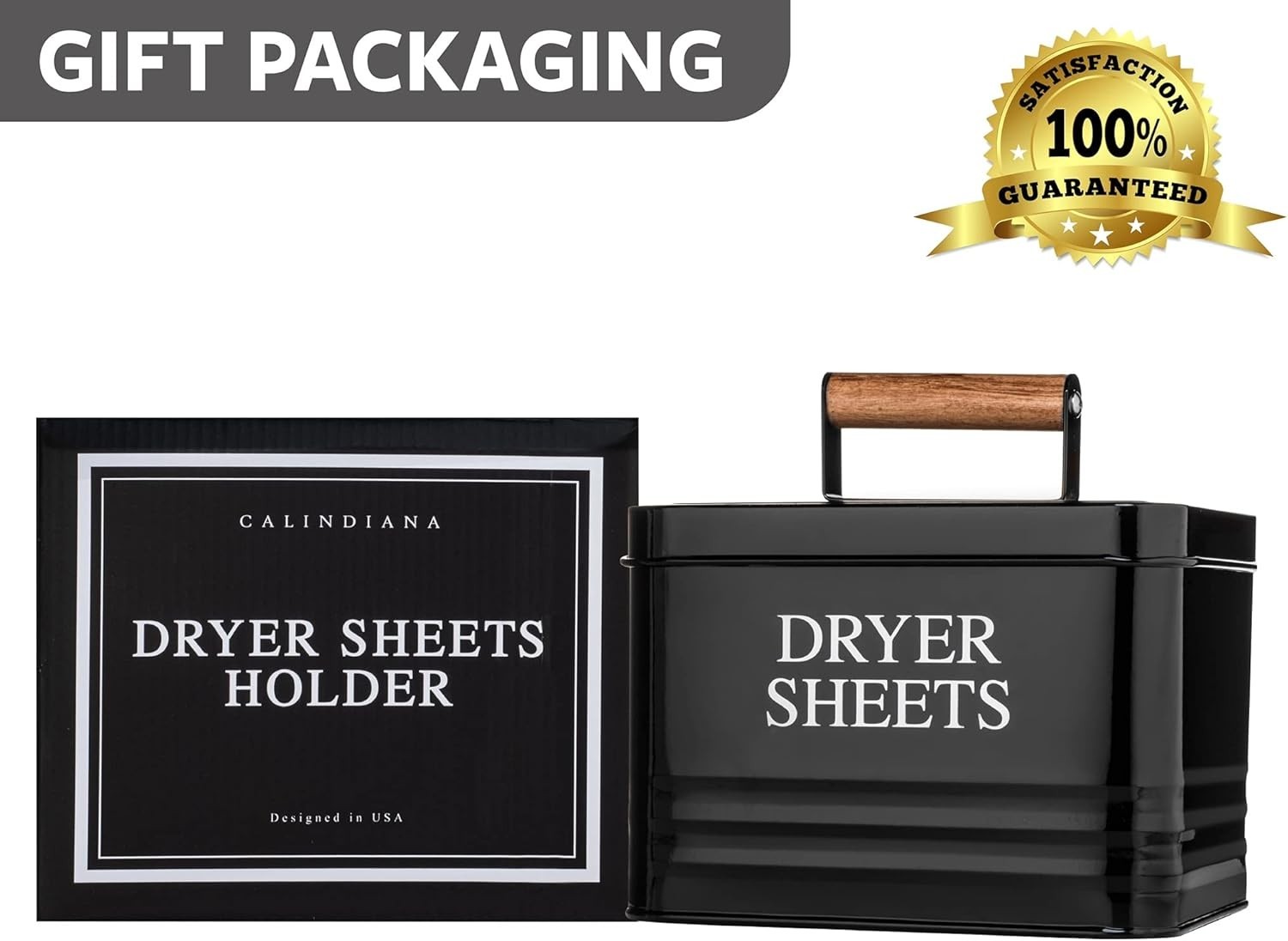 Stylish Black Metal Fabric Softener Dispenser with Wooden Lid for Laundry Rooms