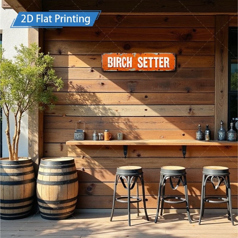 Rustic Orange Birch Setter Metal Sign 10.16X40.64 cm