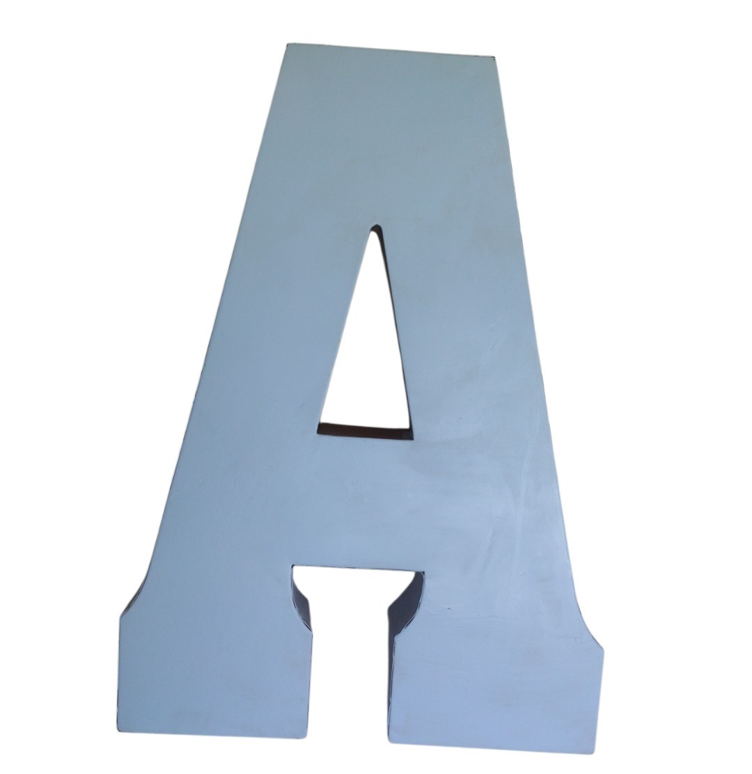 Metallic Painted Decorative Letter ,”A” 20.5″ HX 14.5″WX 2″ D Paint In Blue