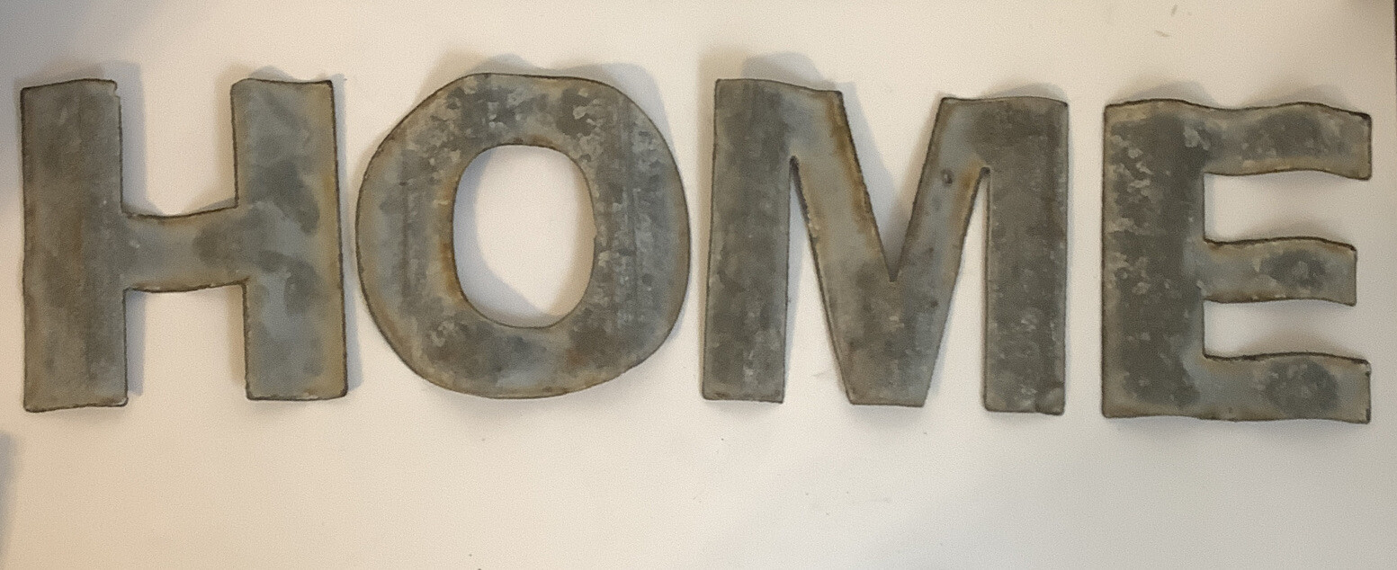 Rusty Galvanized Corrugated Metal Letters H O M E Home 6” Art Industrial 4 Piece