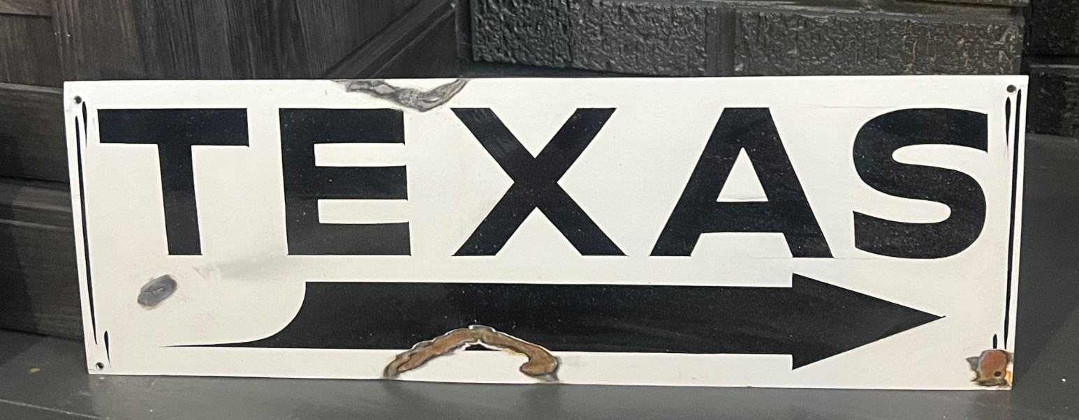 Vintage Rustic Hand Painted TEXAS DIRECTIONAL Mile Road Sign Farm Highway Street