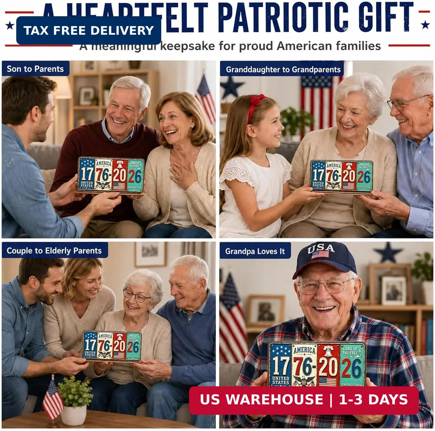 Retro 250 Year American Anniversary Decor Wooden Plaque 1776-2026, 250 Years of