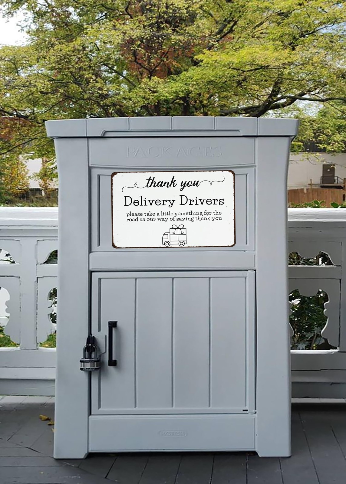 Bestylez Thank You Delivery Driver Vintage Metal 8 inches by 12 inches, Grey