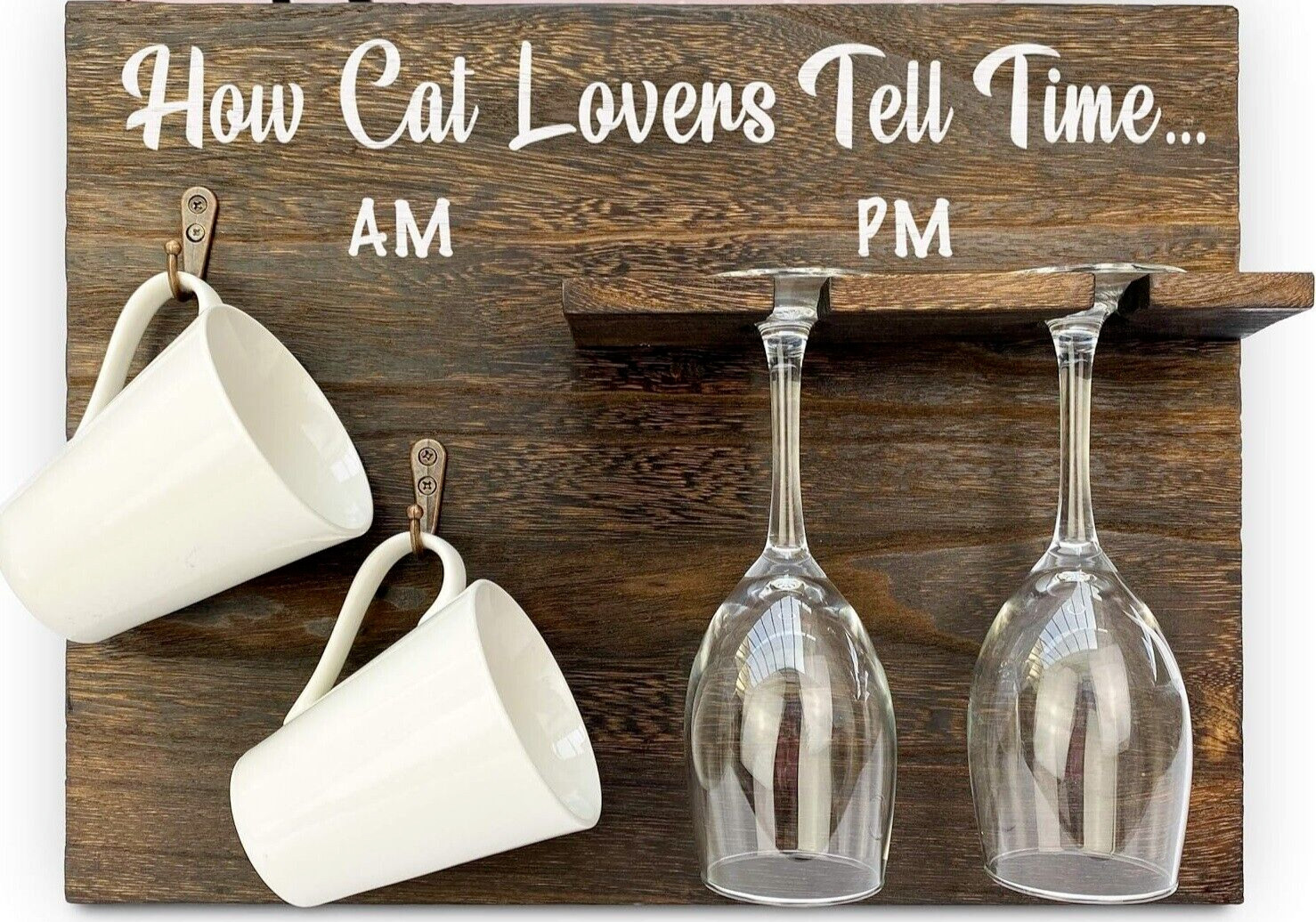 How Cat Lovers Tell Time – Gifts For Cat Lovers / Coffee/Wine Glass HOLDER NEW