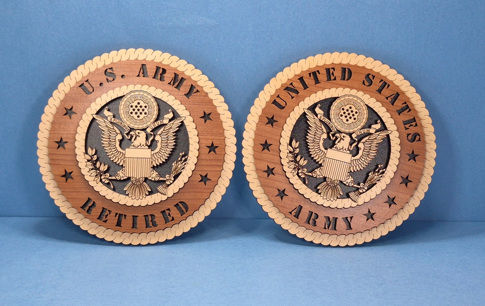(2) United States Army Laser Cut 3D Wood Wall Tribute Wall Plaques 6”