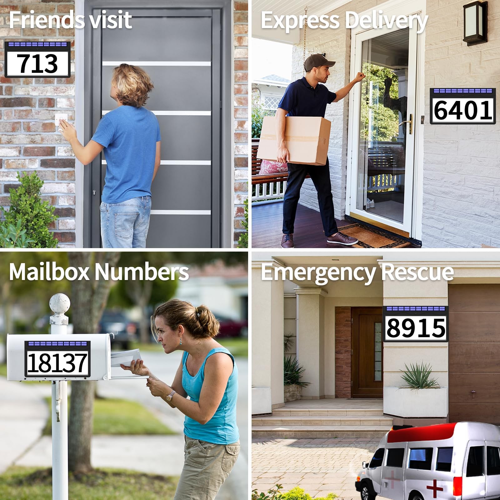 IVWVI Solar Address Sign, Lighted 6.5 IN(wall mounted), Black(RGBW)