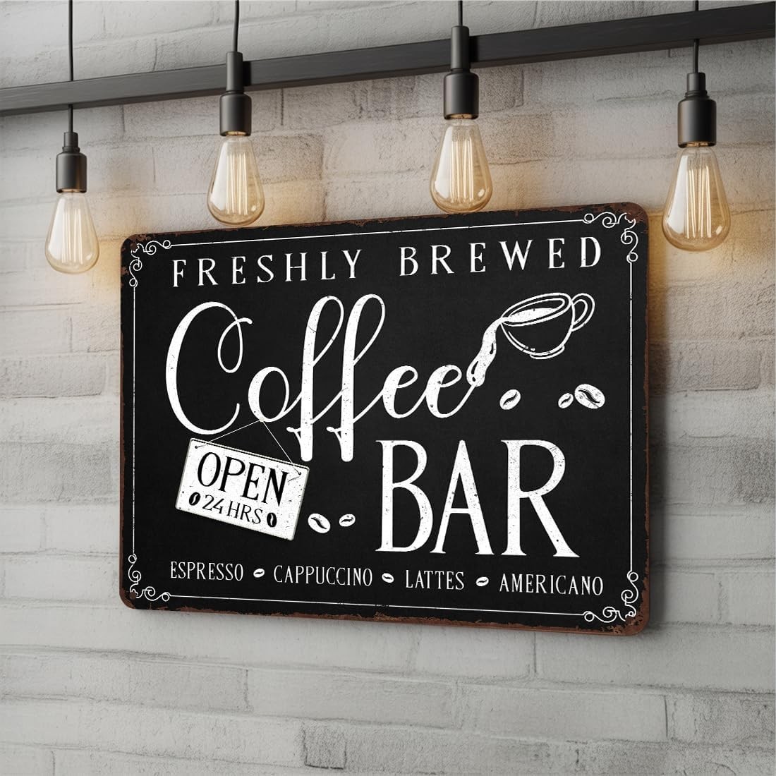 Coffee Bar Sign – Coffee and Tea Station Metal Wall Decor for Kitchen, Home C…