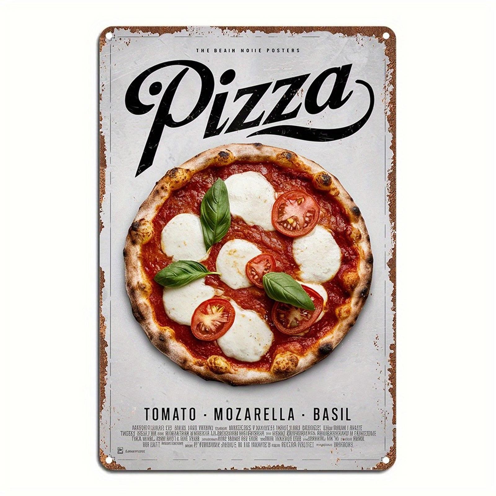 Pizza Metal Sign Aluminum 8×12 Funny Tomato Mozzarella Basil Wall Art