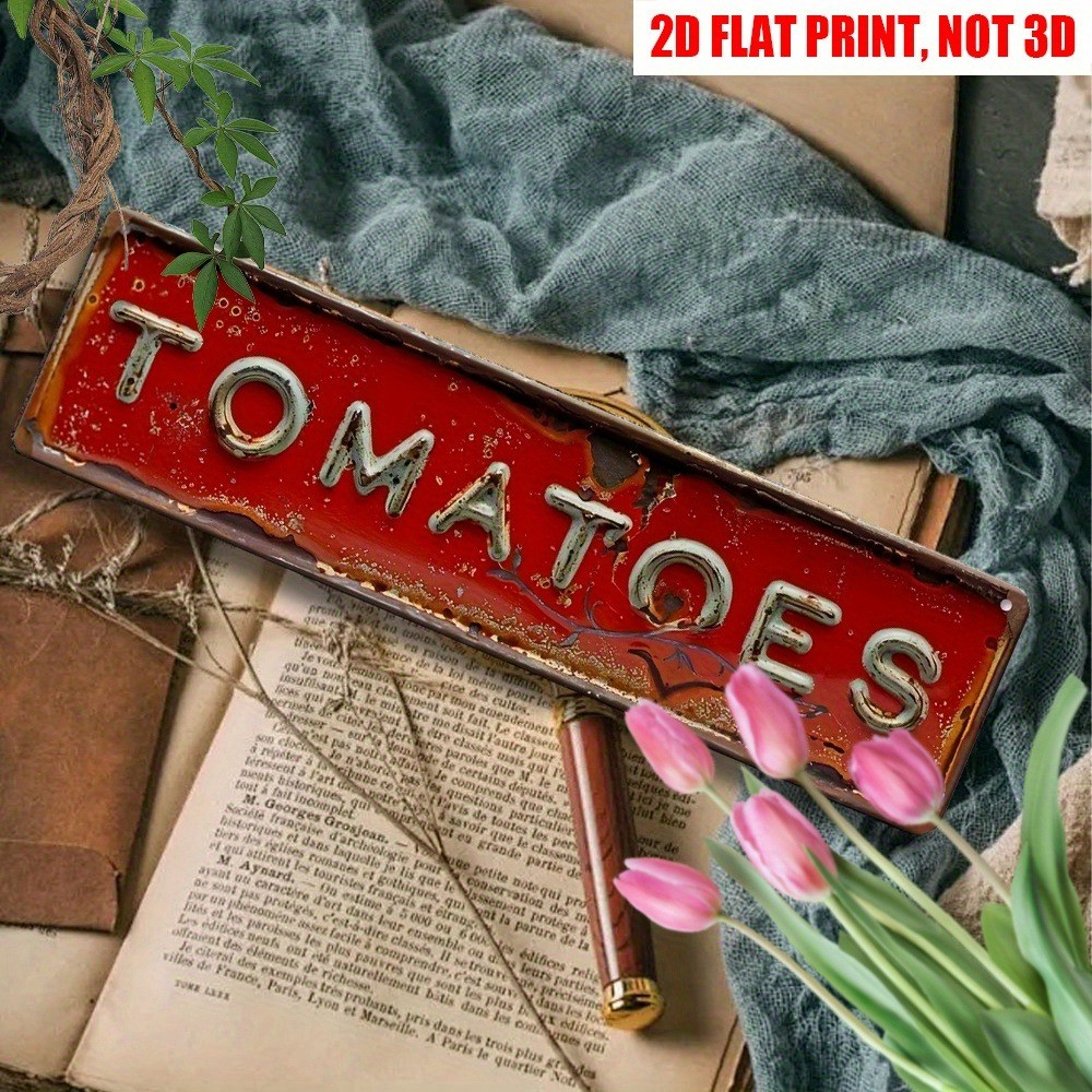 Vintage Tomatoes Wall Decor Metal Tin Sign for Home Bar Garage Yard Outdoor 16×4