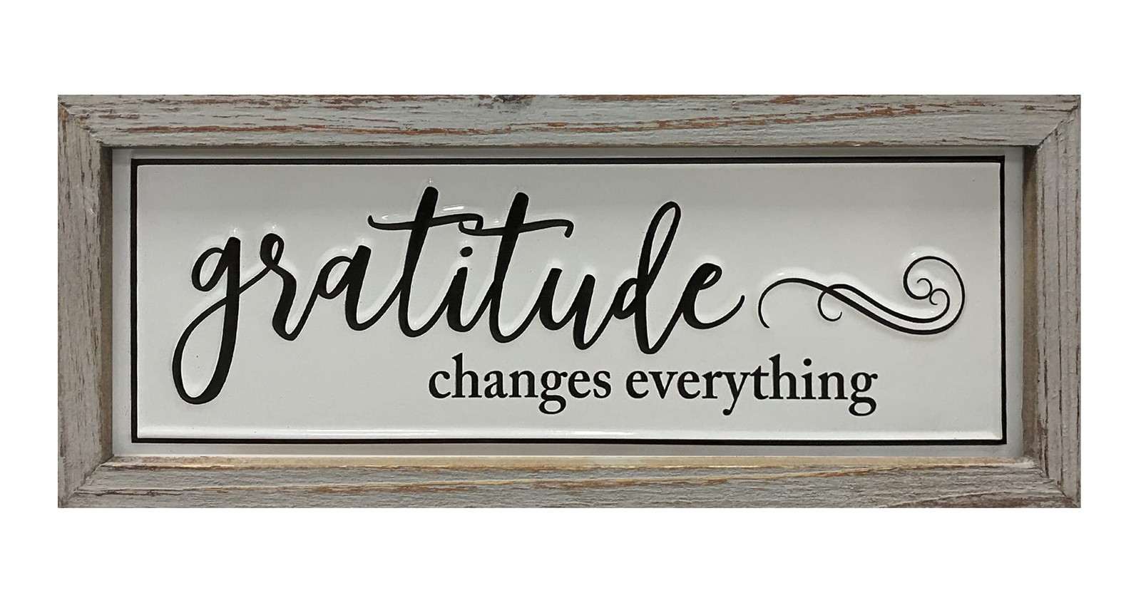 Rustic Gratitude Placards of Wood and Metal Signs, 12″ x 5″ Framed Enamel Wal…