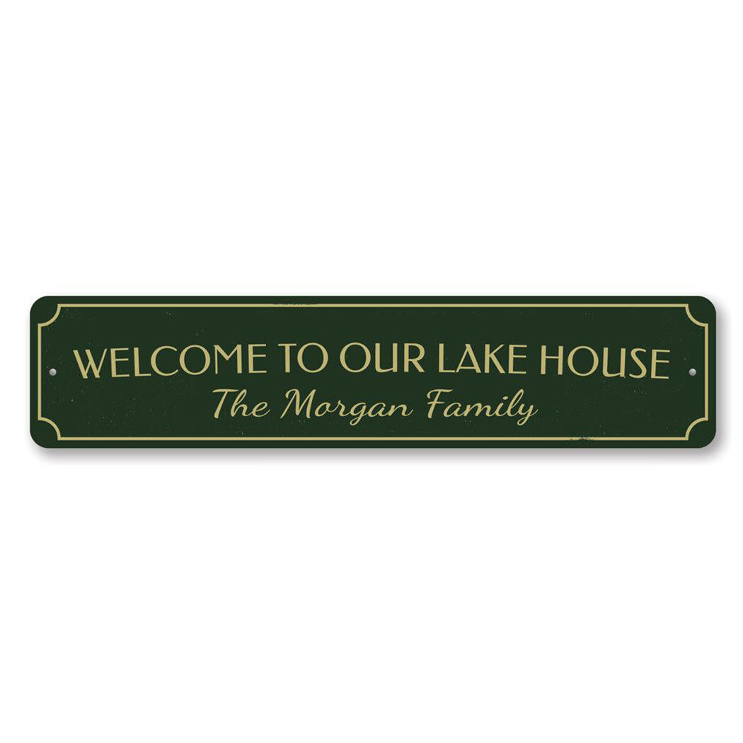 Welcome Family Name Lake House Sign, Personalized Family Lake Metal Wall Decor