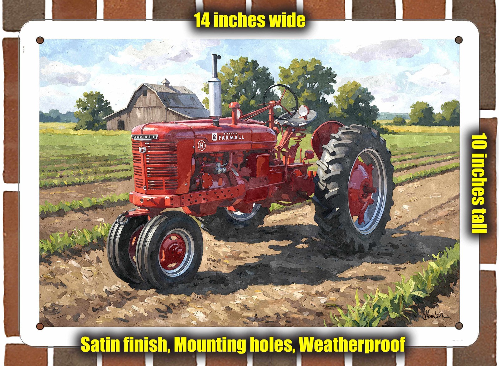 Metal Sign – 1948 Farmall H Tractor Watercolor – 14×10