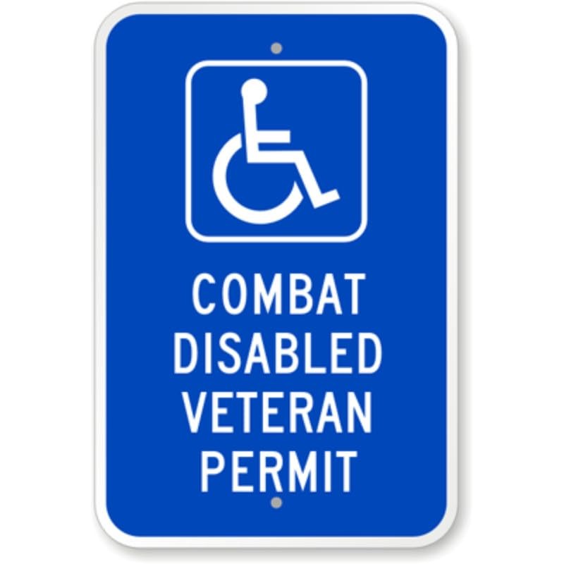 Combat Disabled Veteran Permit Aluminum Weatherproof Sign b00751