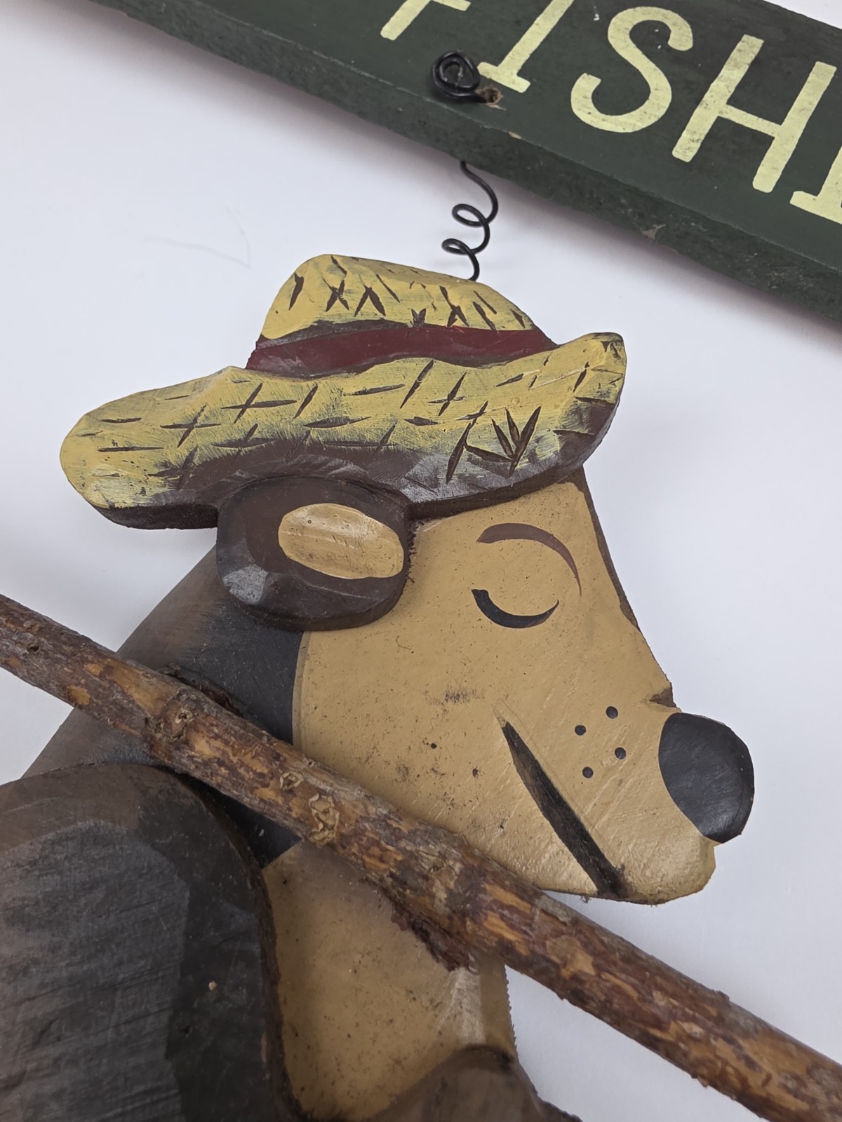 Handmade Wooden Sign Bear Gone Fishing . Cabin Decor Man Cave. 🤎💜🩵💛
