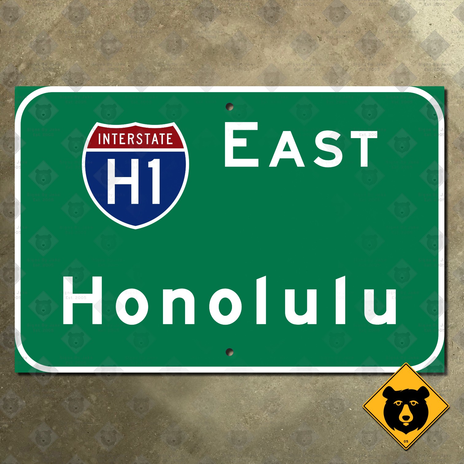Hawaii Interstate H1 east Honolulu highway freeway road sign 21×14