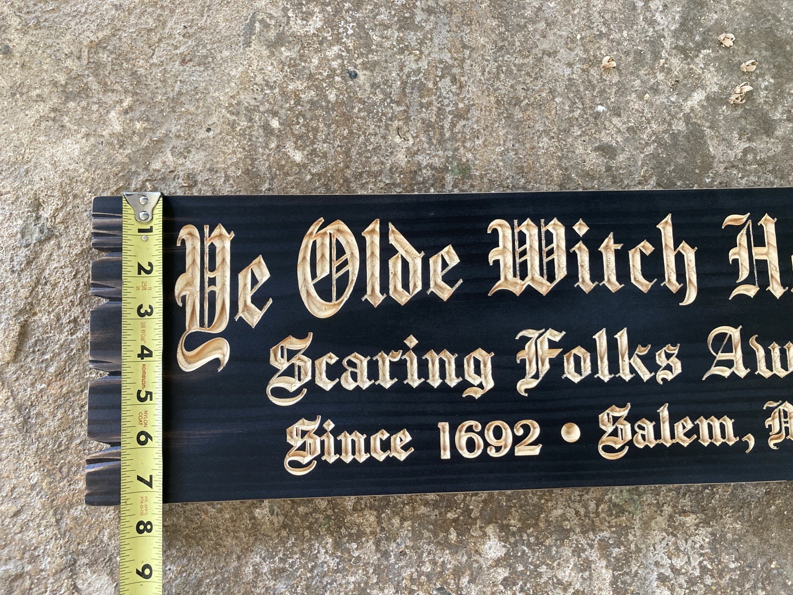 Halloween Salem Witch House Wooden Sign Carved Rustic Antique Look