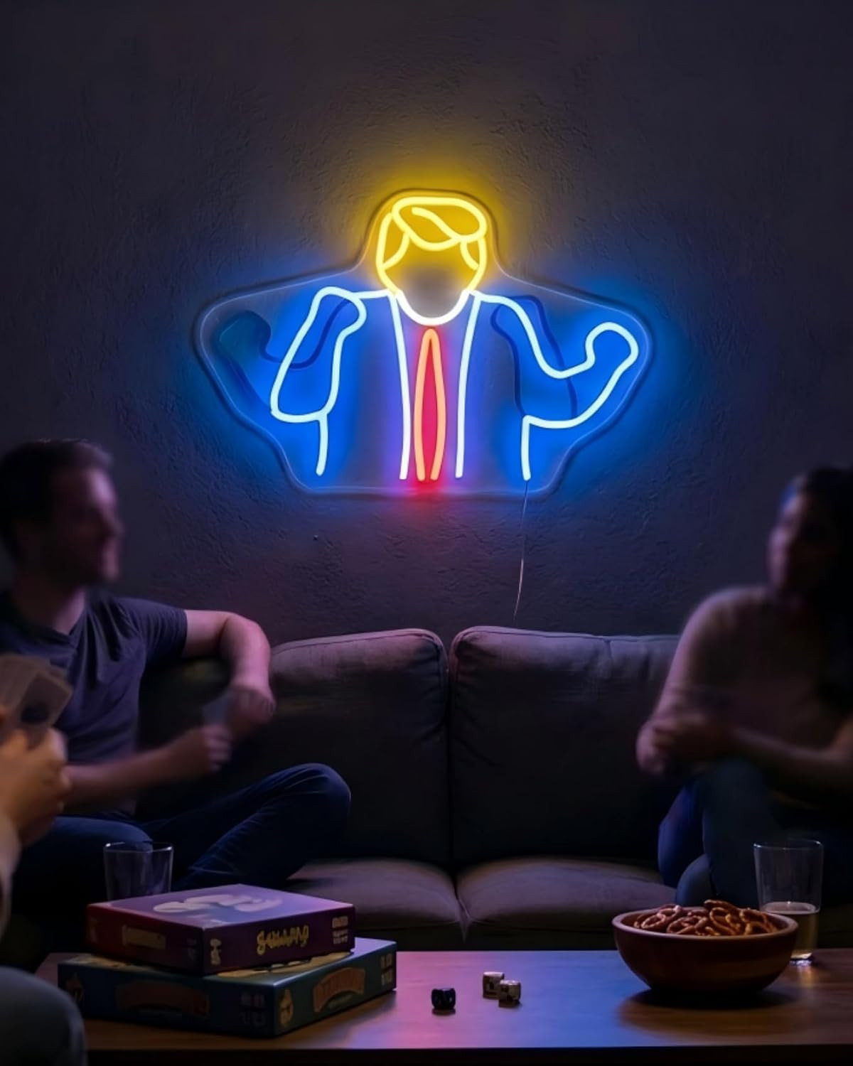 Animated Waving Character Neon Sign – Funny LED Wall Decor with Alternating Arm