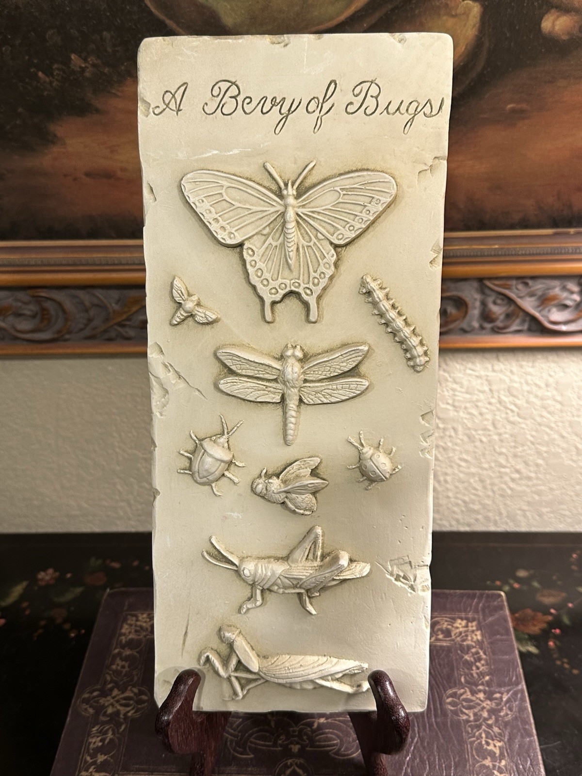 “A Bevy Of Bugs” Cast Composite-Rectangle Wall Plaque-Butterfly/Bee/Cricket/Etc