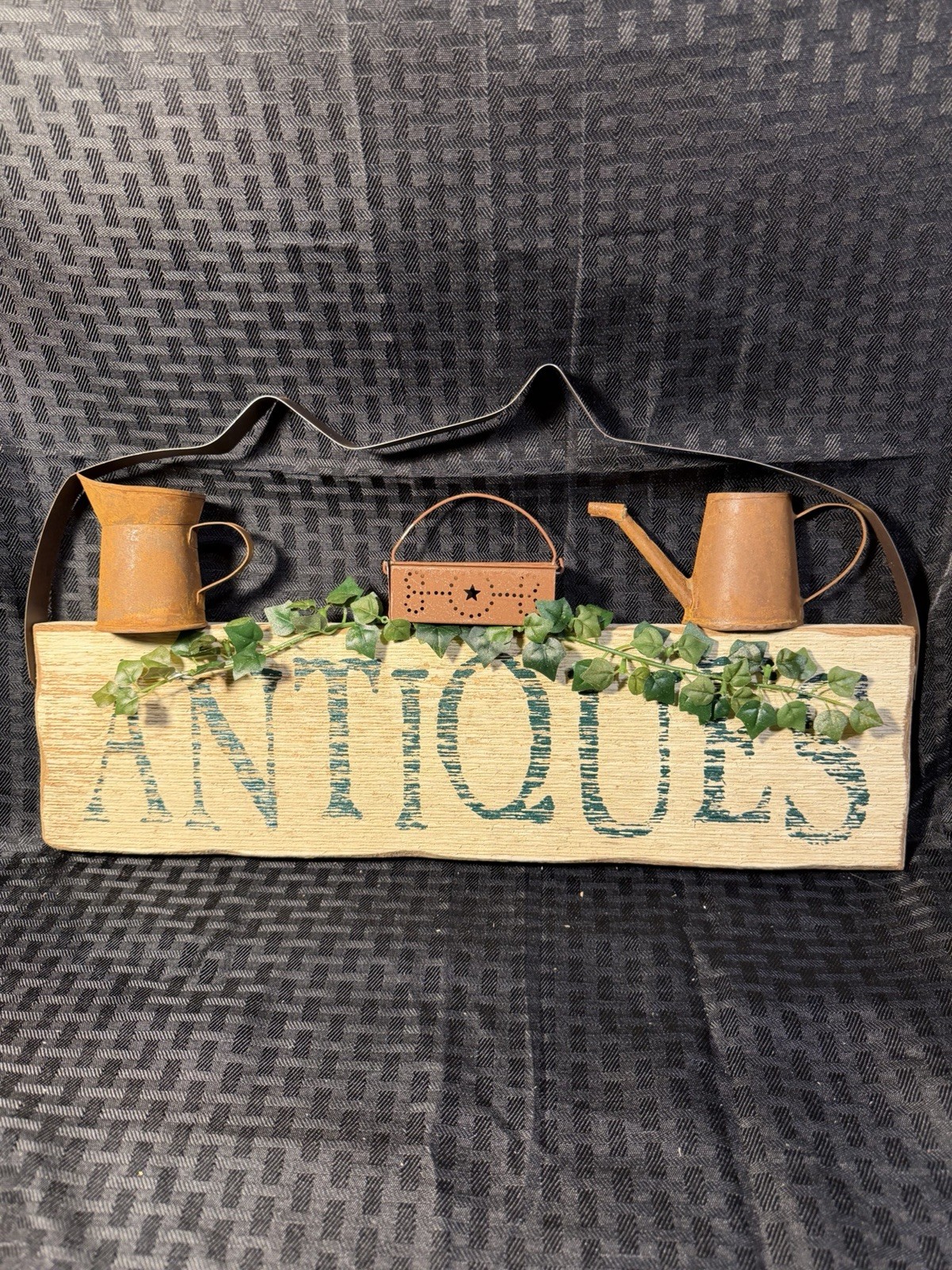 Antiques Handmade Sign 16 1/2x 4 1/2x 1
