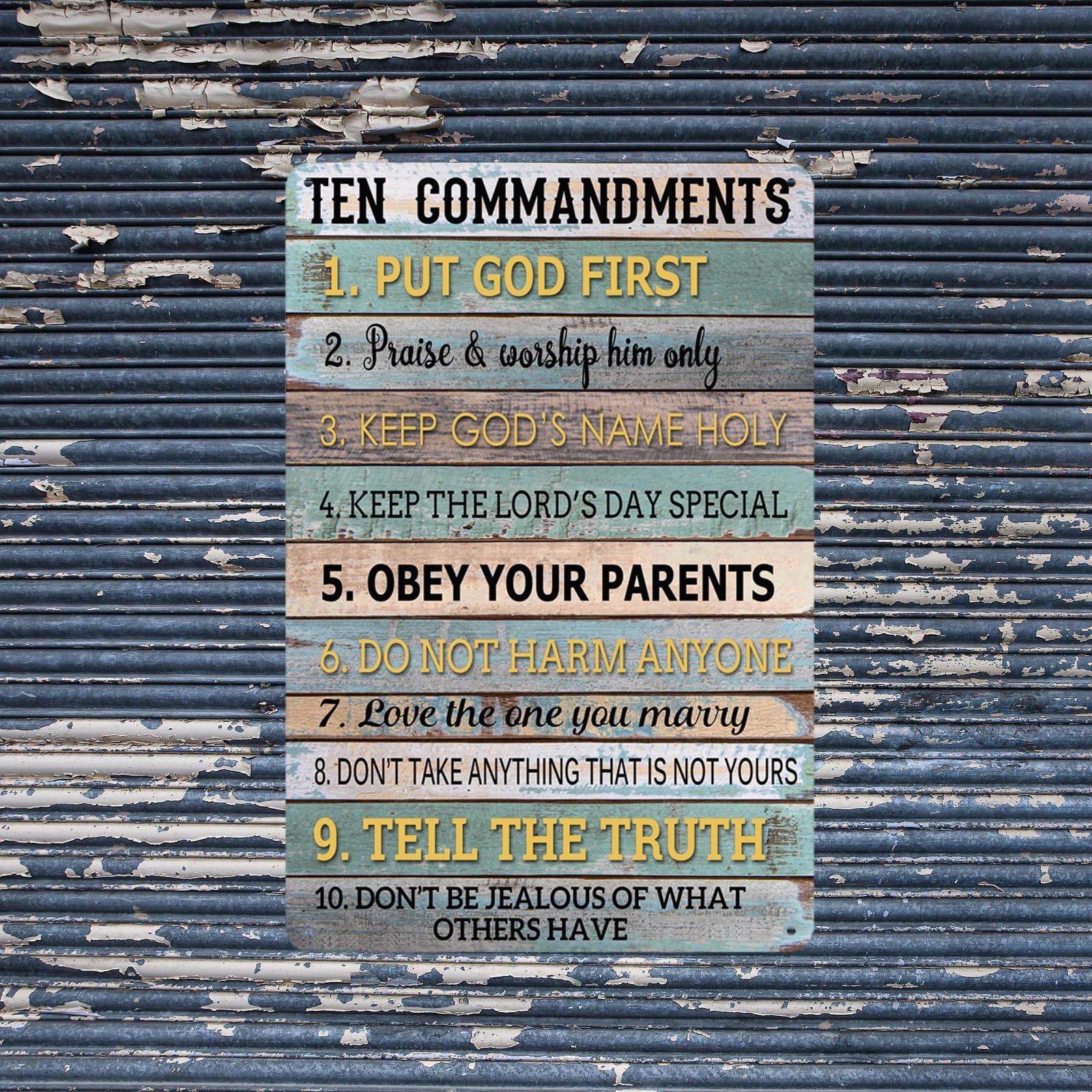 The Ten Commandments Metal Tin Sign 10 Commandments Wall Art Decor Ten Comman…