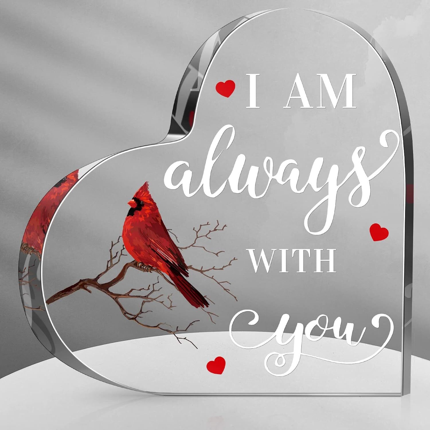 Sympathy Gift Red Cardinal Gifts Decor 5.95 x 6 x 0.6 Inches, Crystal Glass