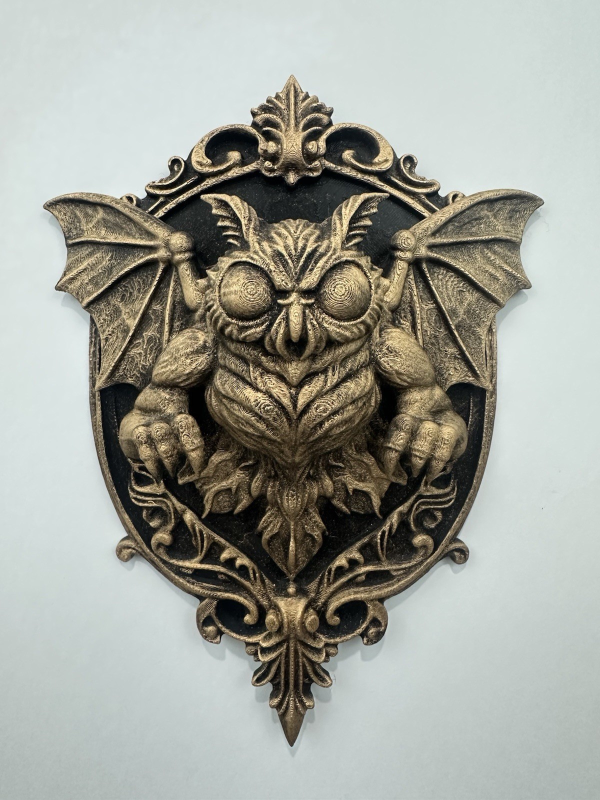 Gothic Mothman Wall Plaque Cryptid Sculpture Dark Fantasy Wall Home Decor 9x7x2”