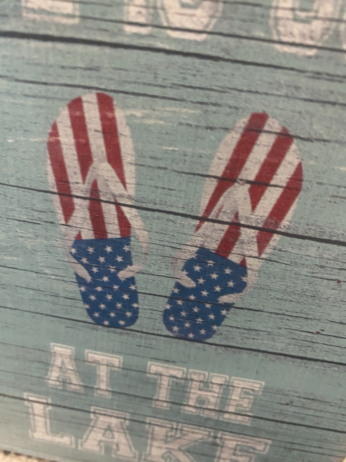 New Life Is Good at the Lake Small Wood Sign Flip Flops
