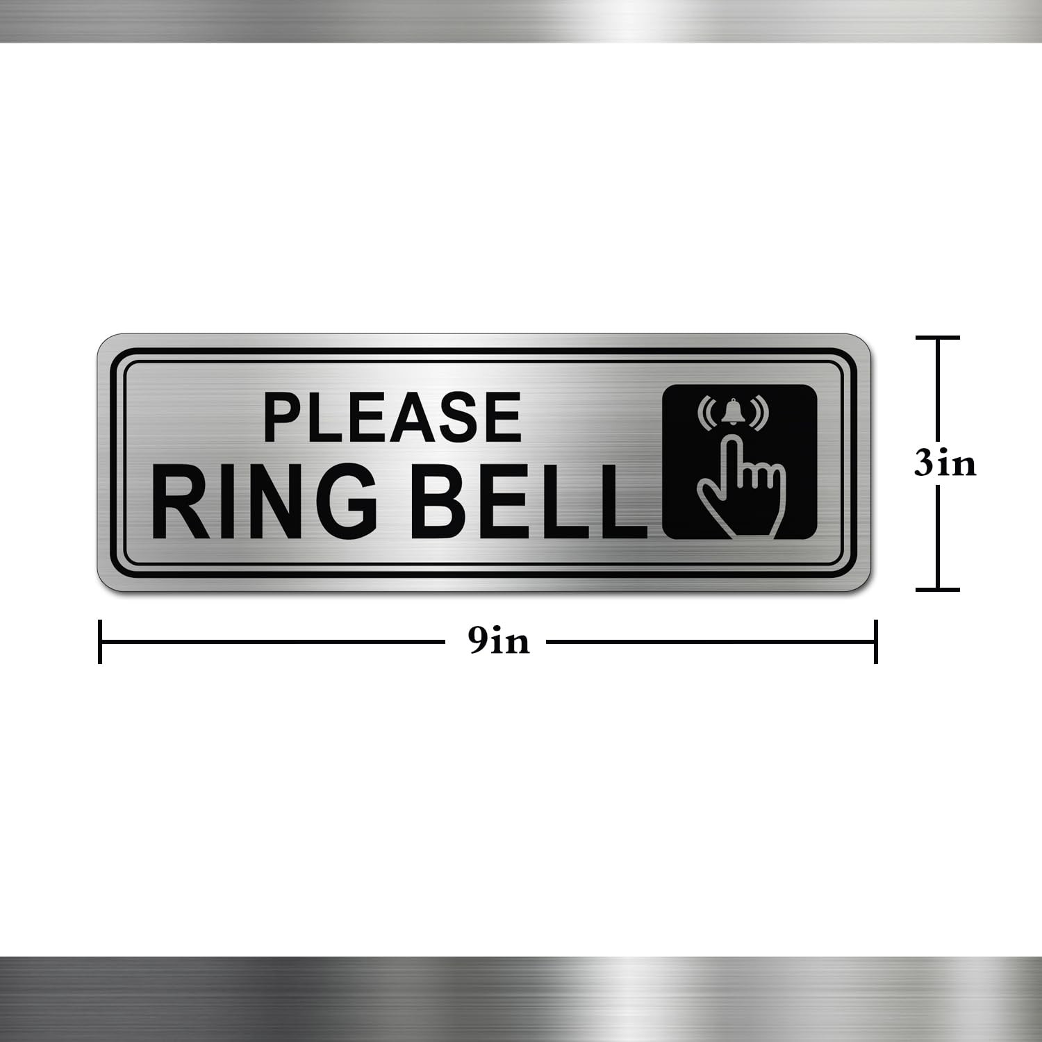 Stainless Steel Metal Door Sign 9x3in Self Adhesive Doorbell Sign Door Plate