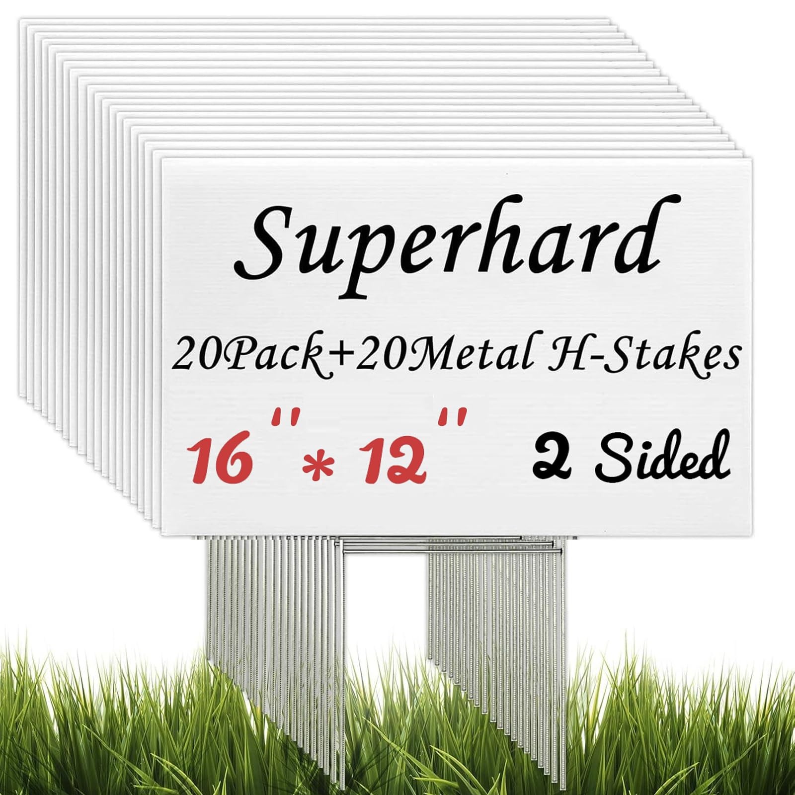20 Pack Blank Yard Signs with Stakes, 16 x 12 Inches White Corrugated Plastic…