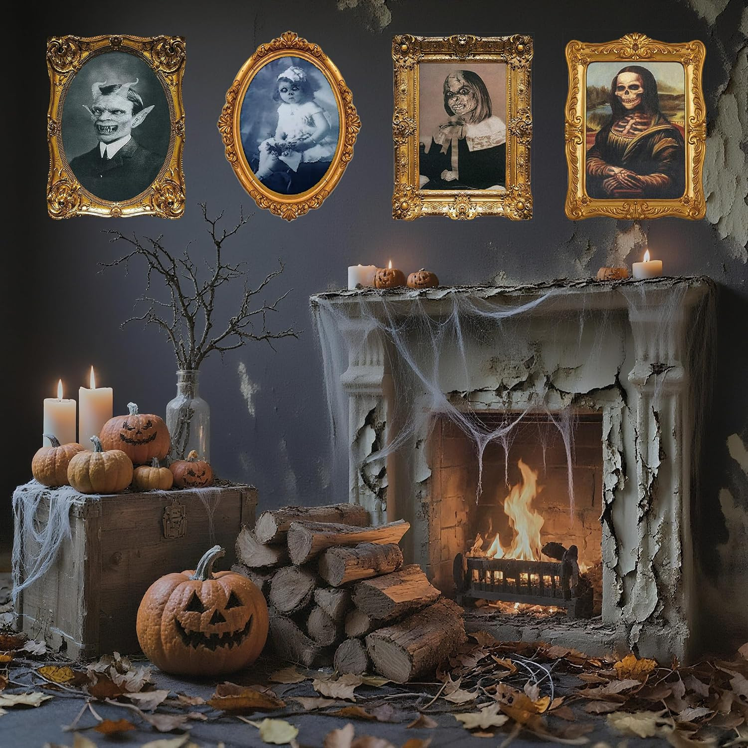 3D Changing Face Moving Portrait – Halloween Wall Decor Scary Pictures Frame