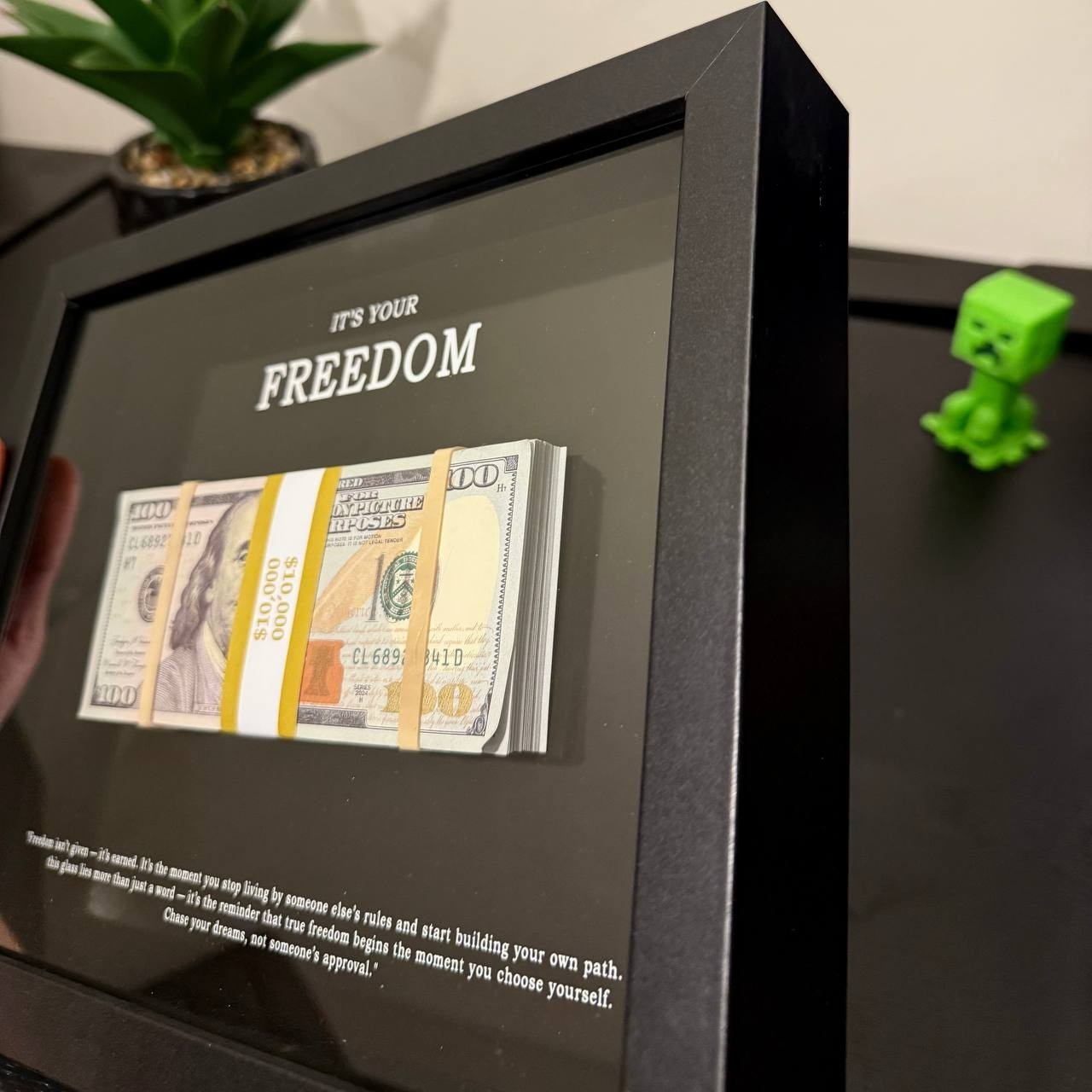 Motivational Money Frame – $10,000 Framed Cash, Office Decor and Business Gift