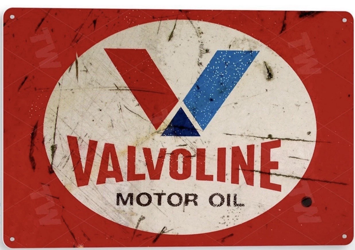 Valvoline Gas Oil Tin Sign – Garage Auto Shop, Retro Rustic Metal Ad