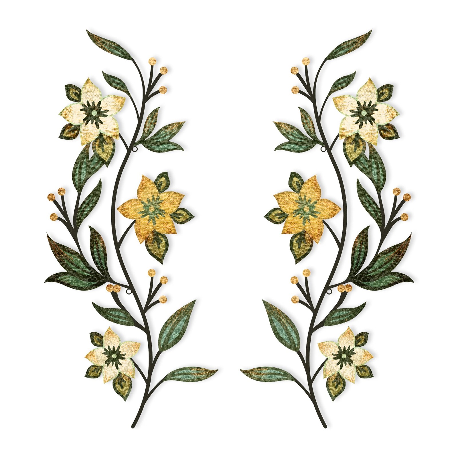 2 Pieces Metal Wall Art – Rustic Flower Wall Decor Vintage Floral Wall Art fo…