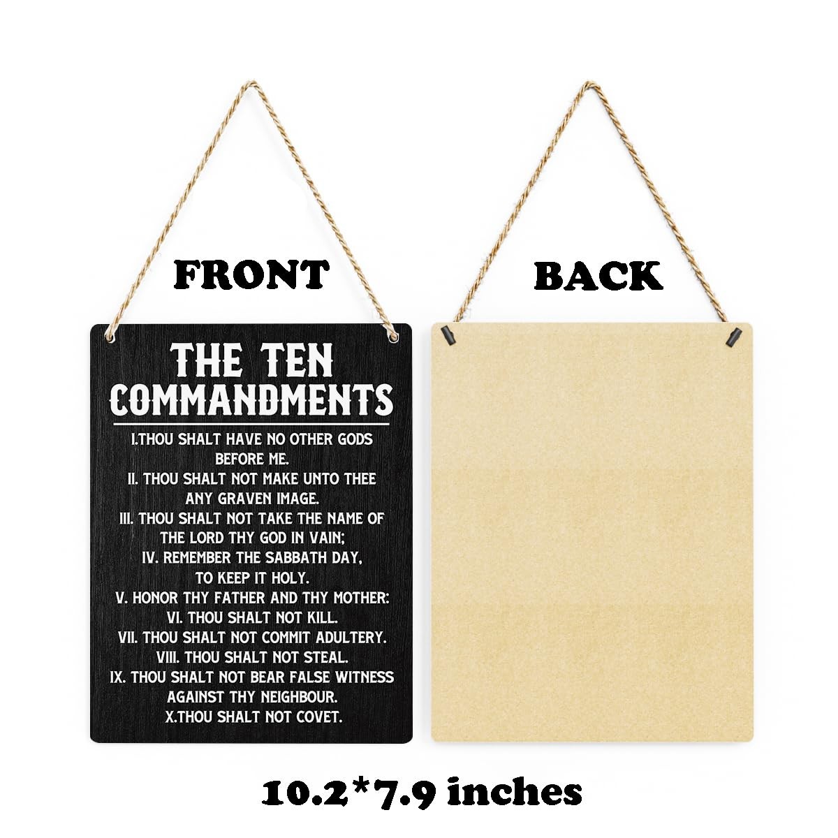 Inspirational Bible Verses Ten Commandments Wall 10″L x 8″W, 10 Commandments.