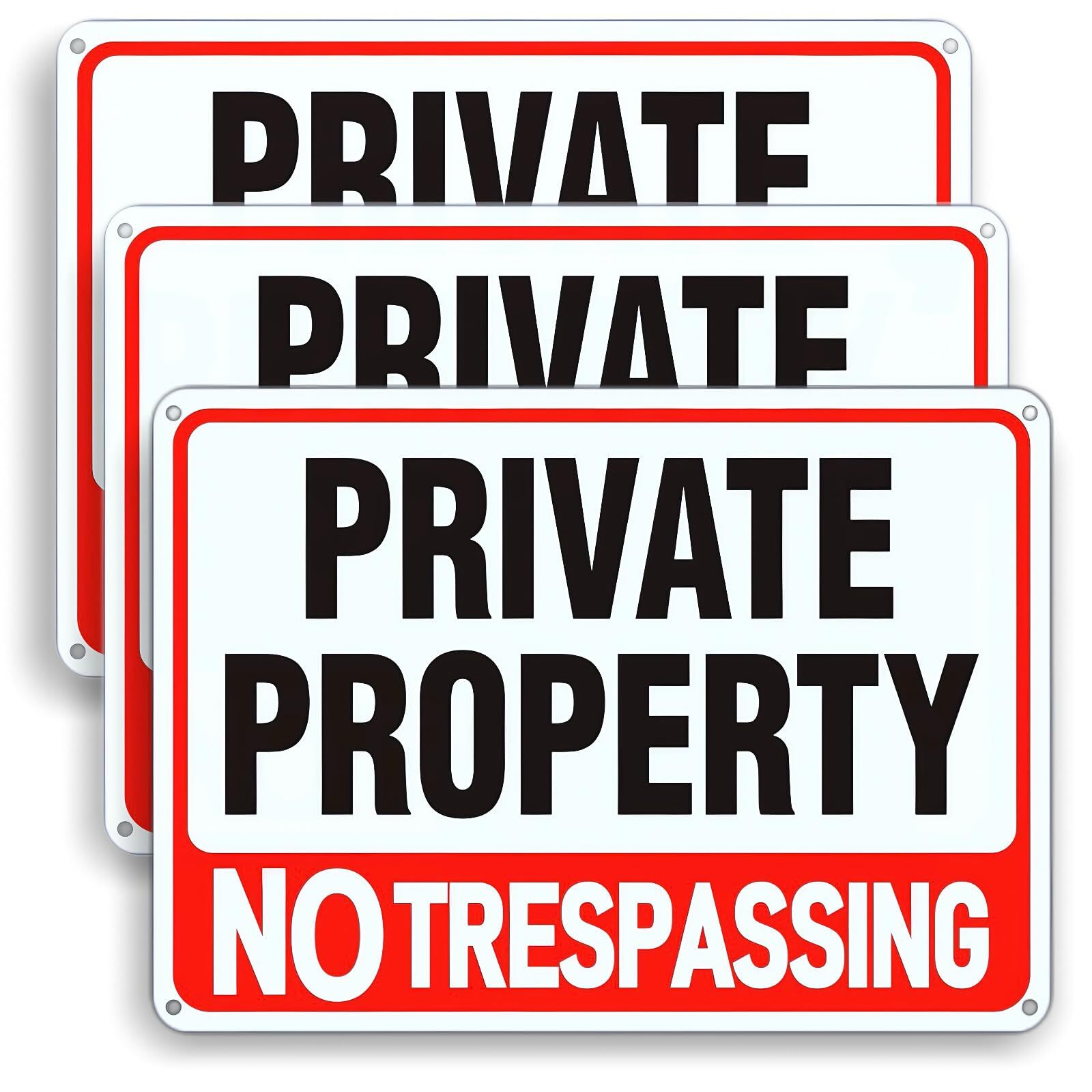 3-Pack Large No Tresspassing Sign Private Property,8×12 Inch Rust Free Aluminum