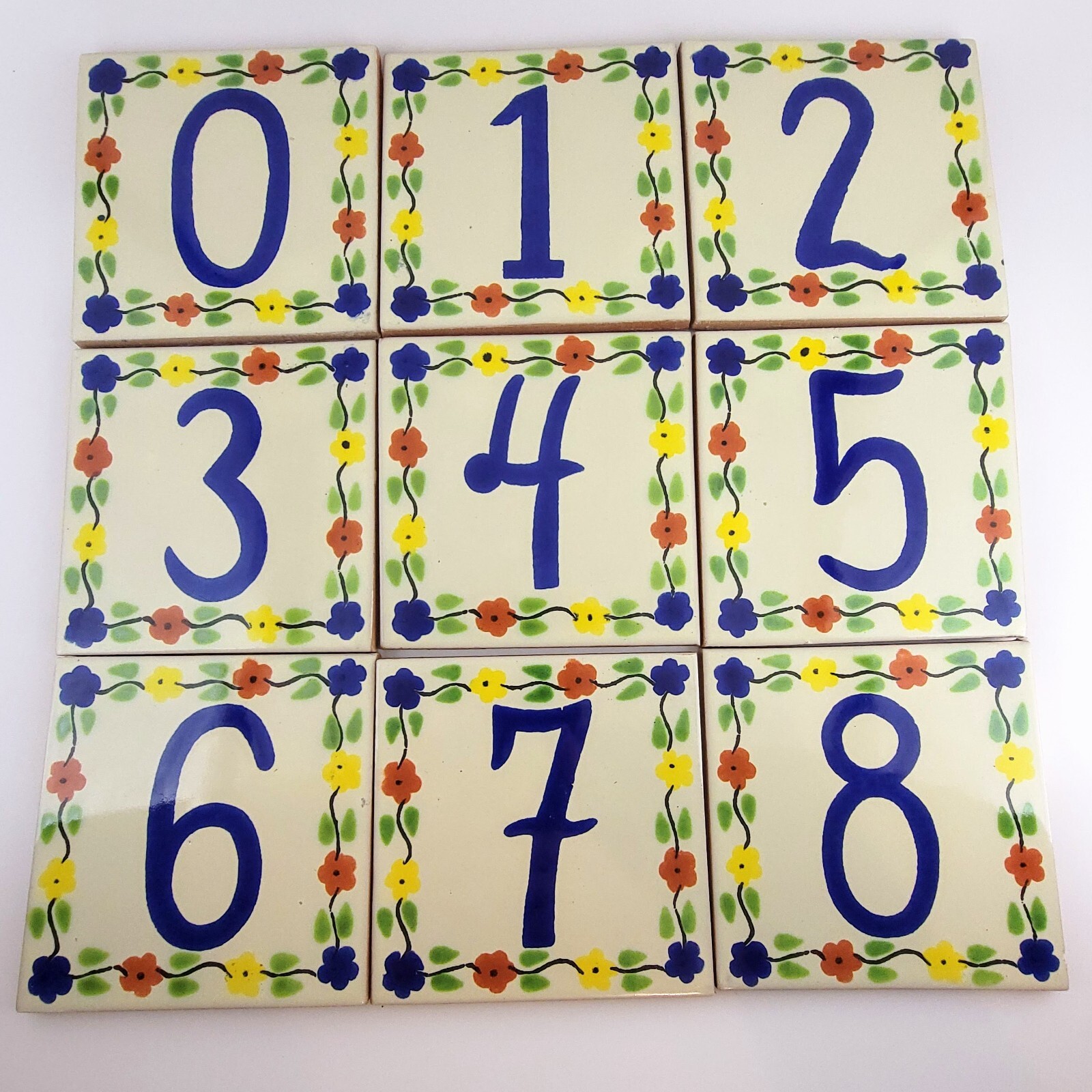 Mexican Talavera House Numbers Ceramic Tile 4.25″ x 4.25″ Handmade