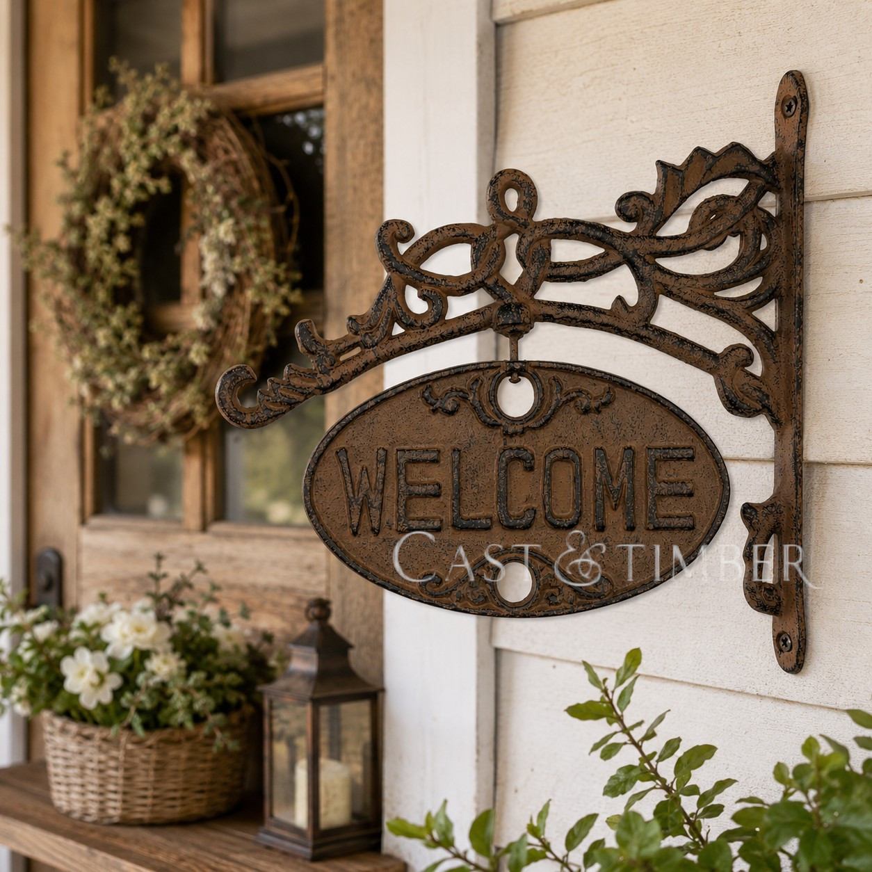 Welcome Go Away Cast Iron Sign Double Sided Rotating Porch Decor 11.5″ in