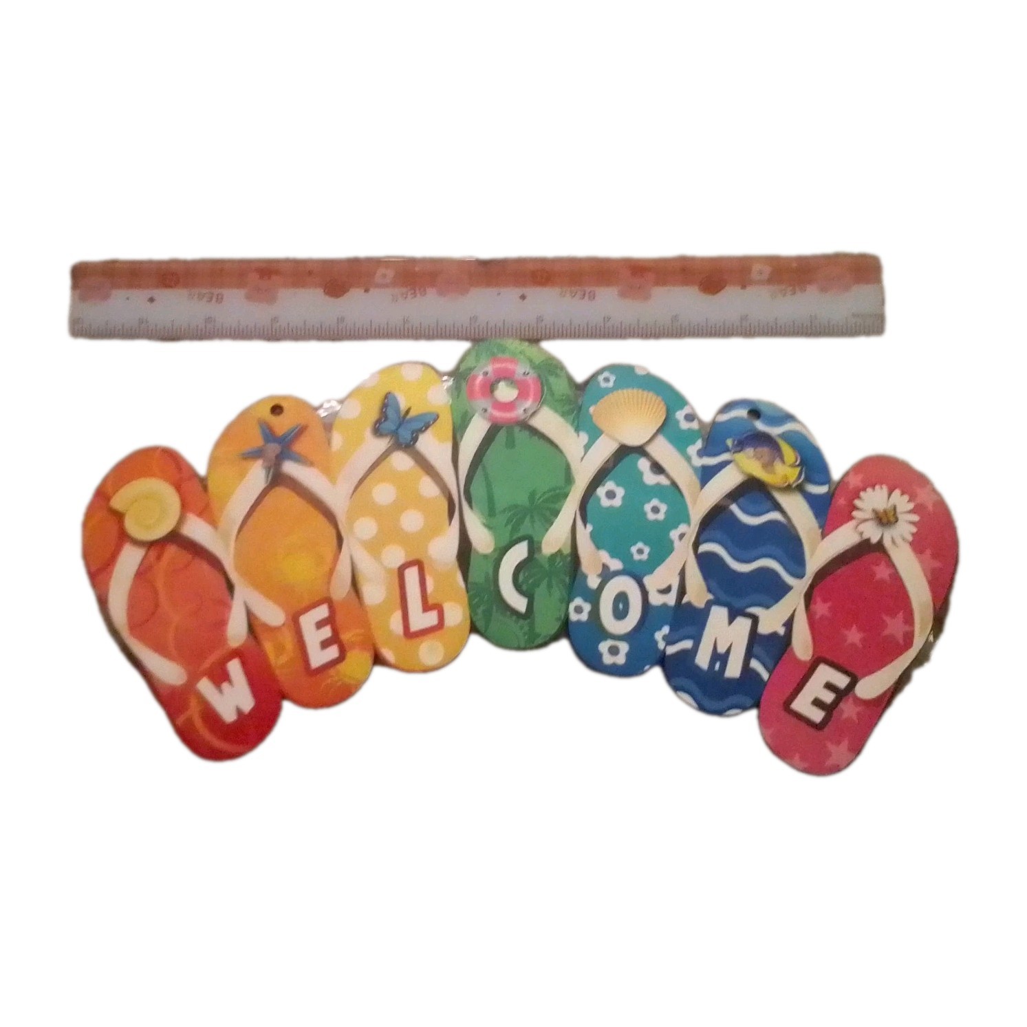 Welcome Flip Flop Colorful Beach Sign Decorative