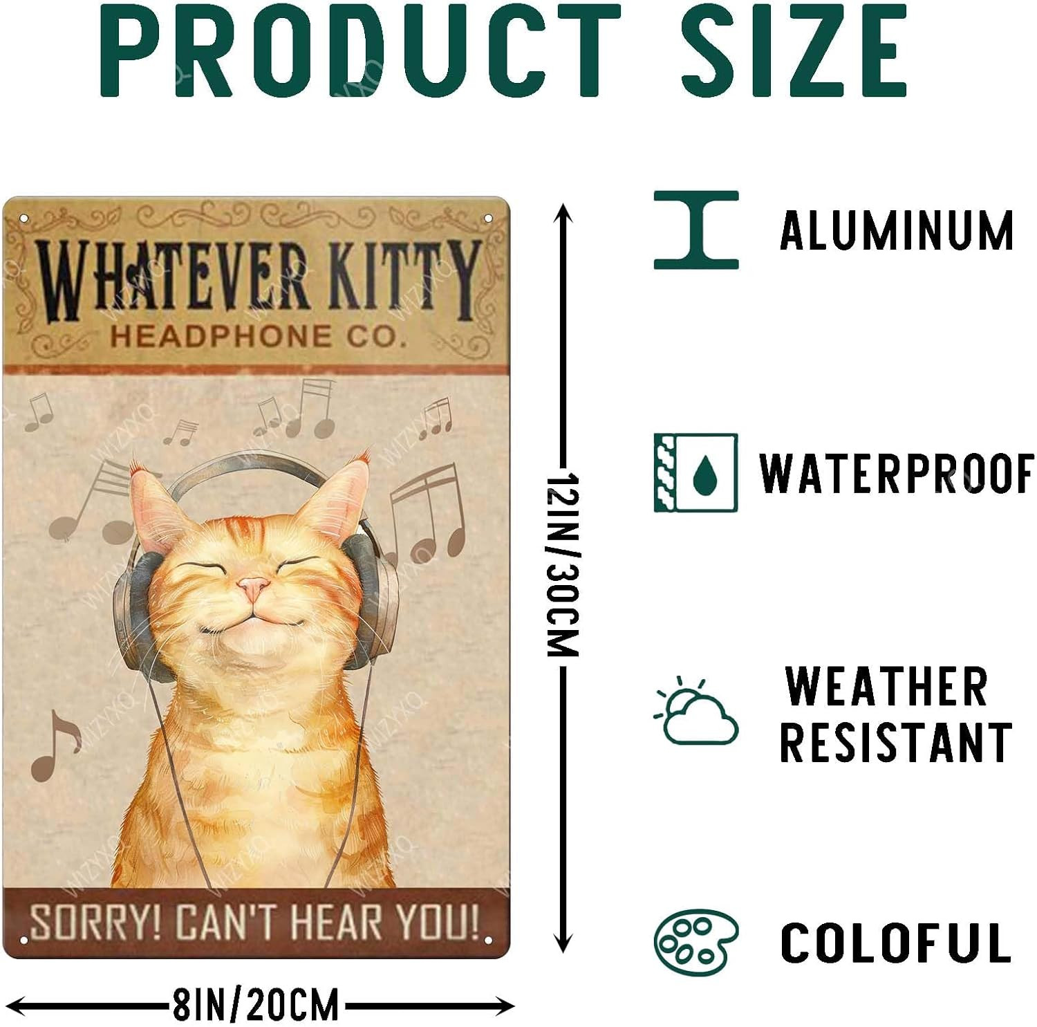 Funny Cat Metal Signs Whatever Kitty Headphone Company Vintage Tin Sign Retro Wa
