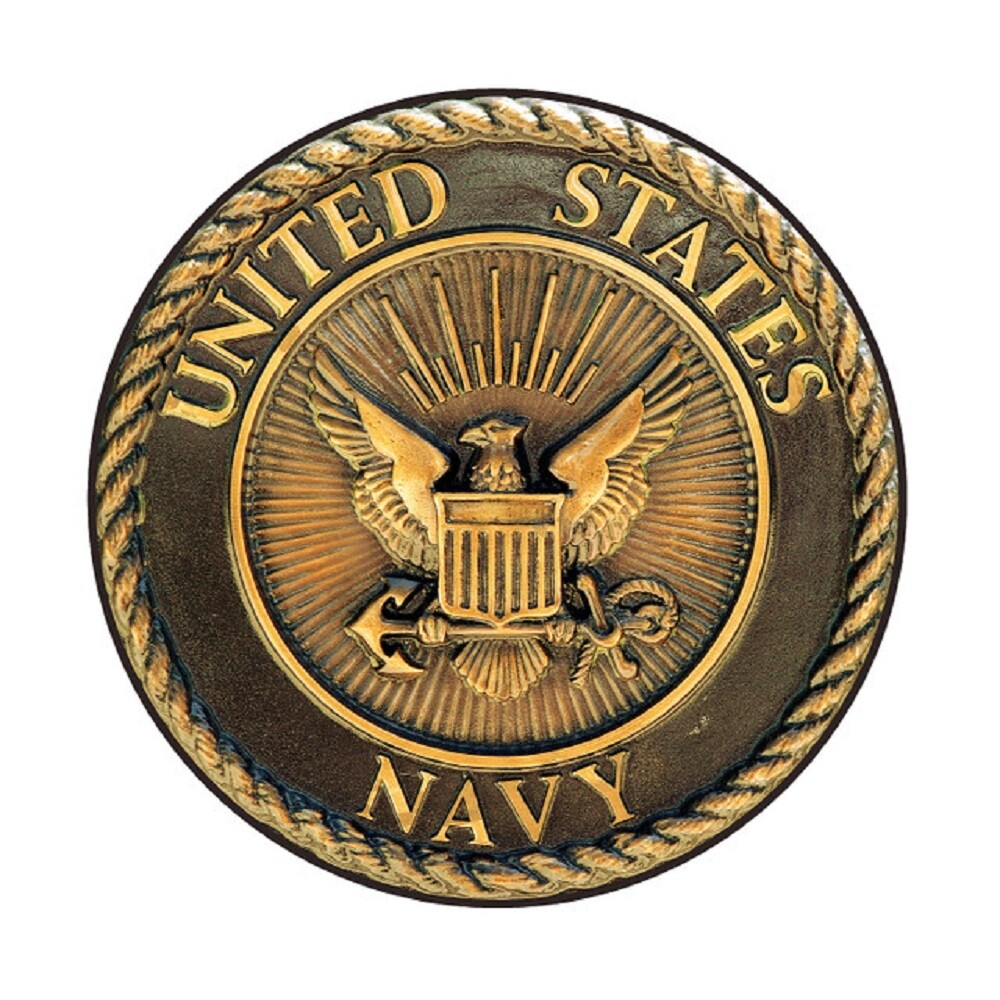 USN United States Navy Bronze Circular Metal Wall Sign
