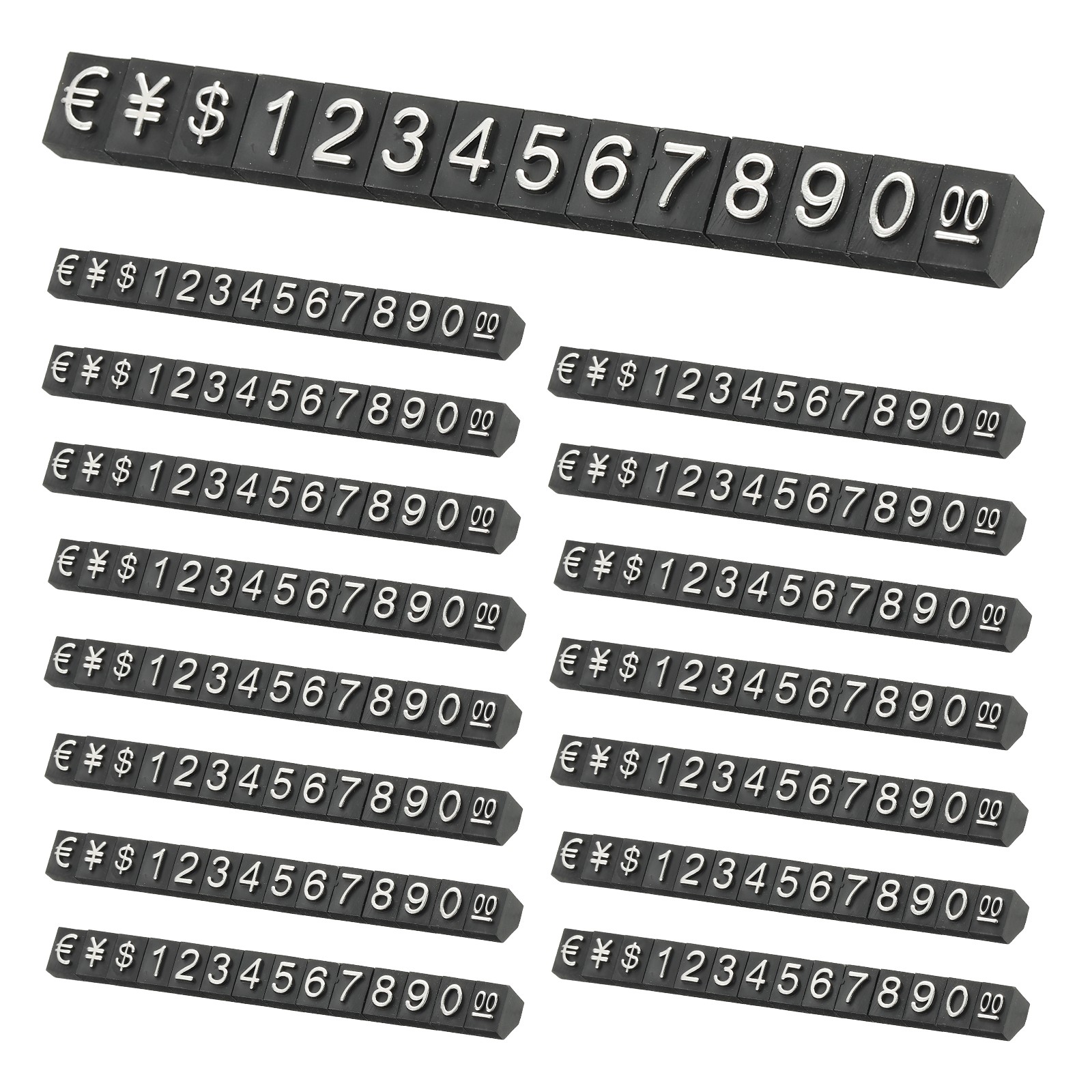 15 Set Price Display Cube, Adjustable Price Tag Stand,(Black/Silver, L)