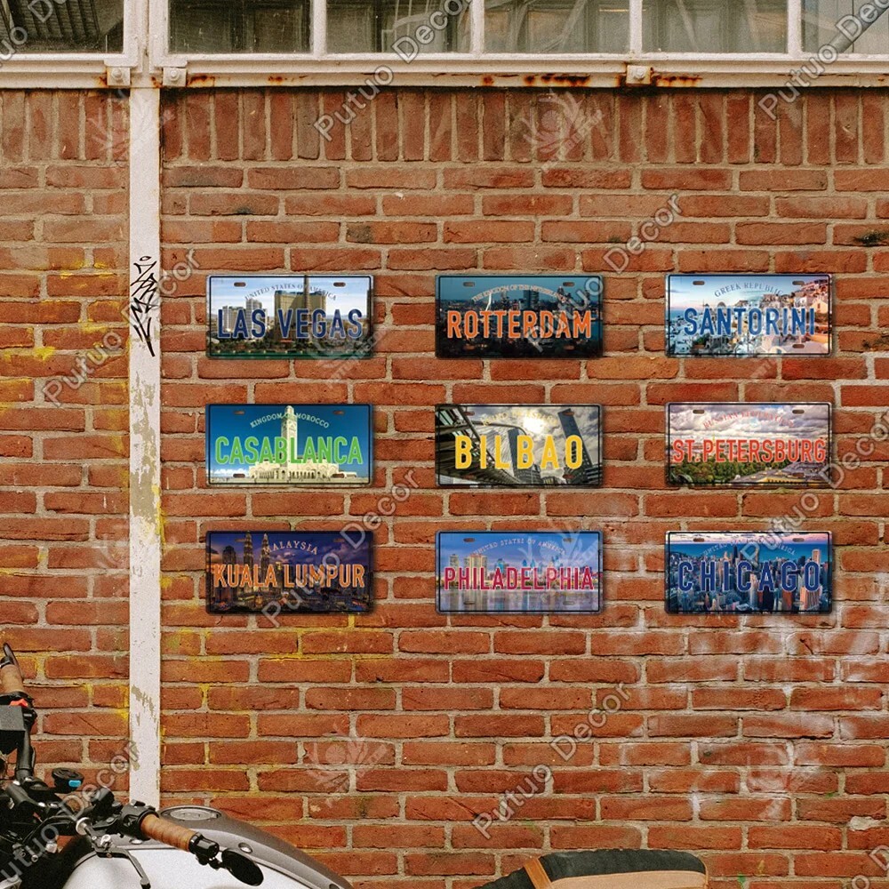 Cracow Poland Cityscape Metal License Plate Tin Sign Wall Travel Home Decor