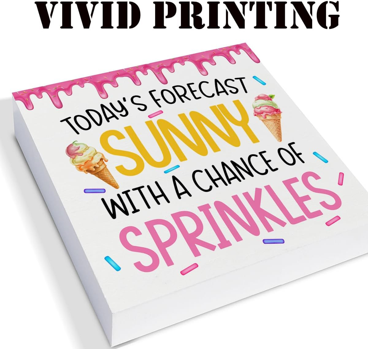 Summer Home Decor Decorative Gifts for Men Women Friends Sprinkles Wood Sign Ice