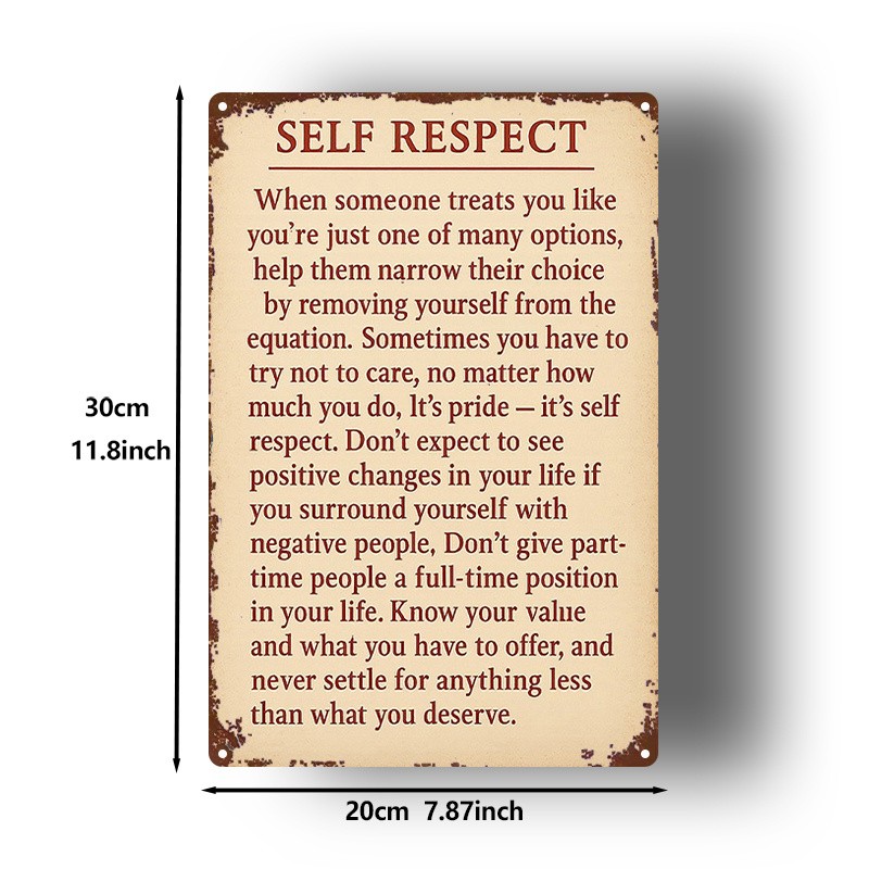 Metal Sign Self-Esteem Motivational Slogan 8X12 Inches Wall Art