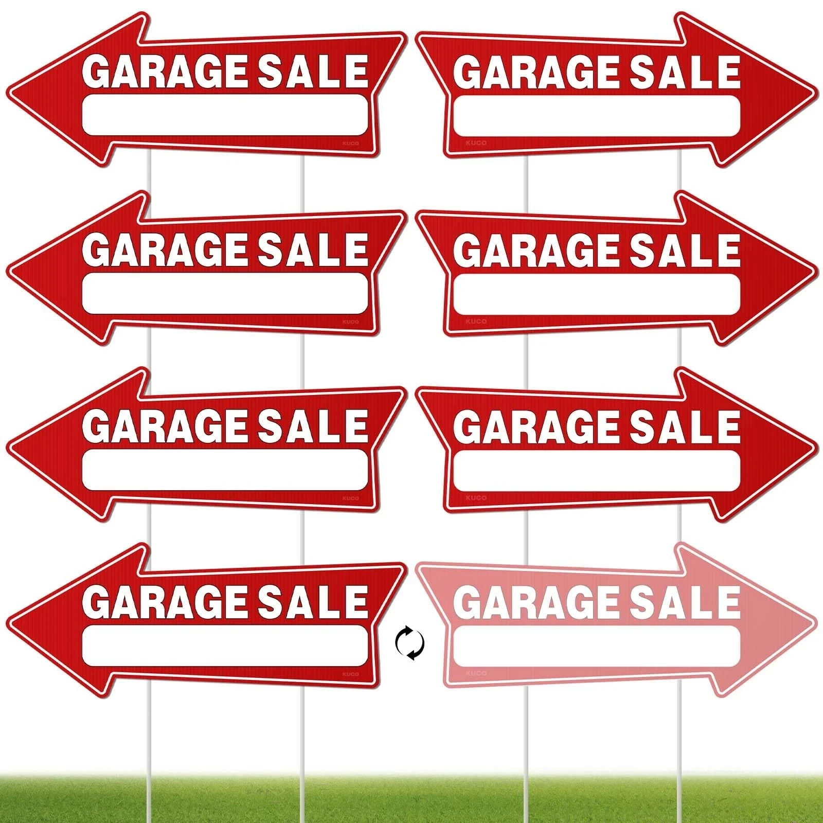 7 PC Garage Sale Signs with Stakes, 17″ X 6″, Double-Sided Garage Sale Arrows Ya