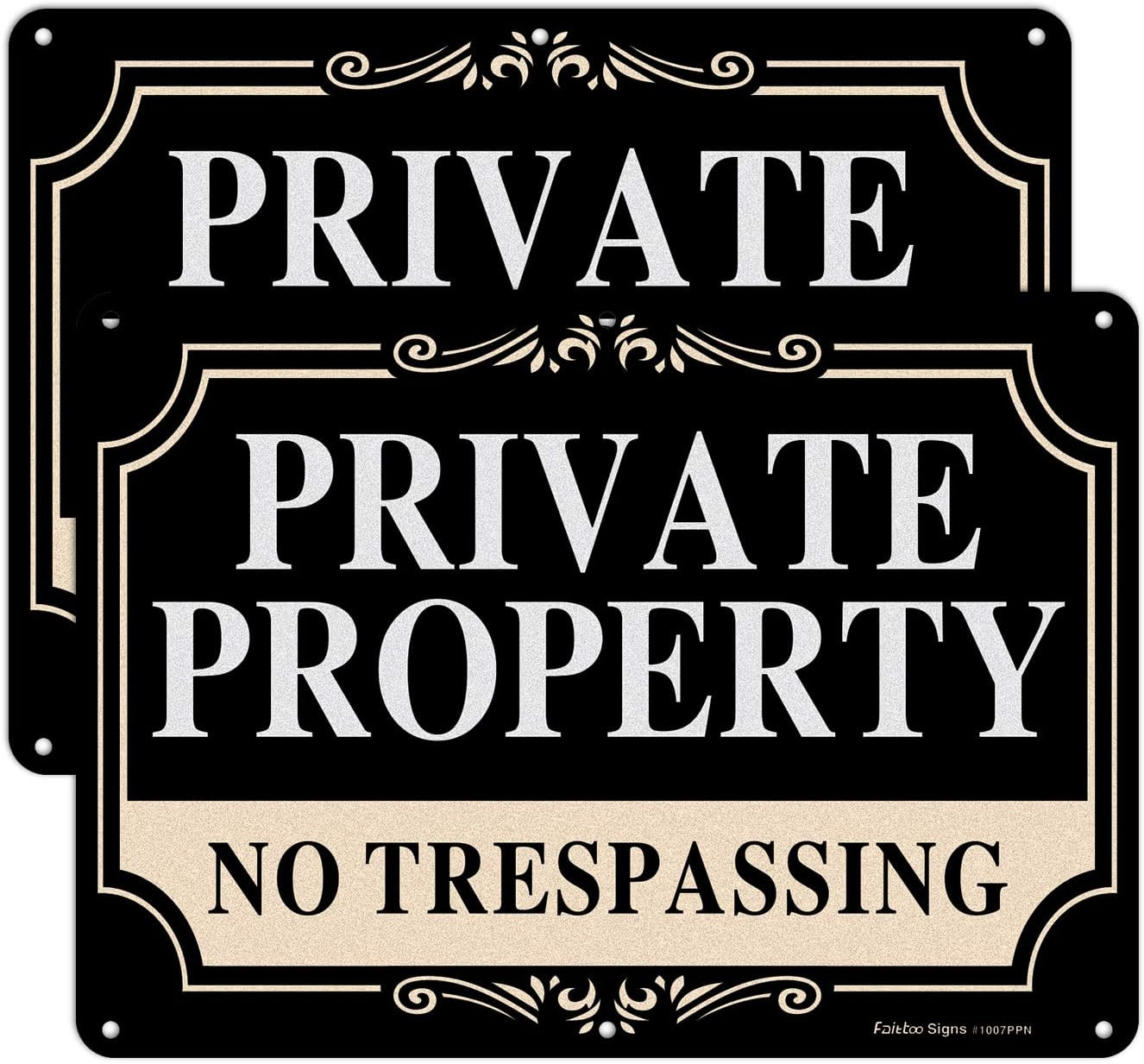 2 Pack No Trespassing Signs Private Property,10X7 Inch Rust Free Aluminum Metal