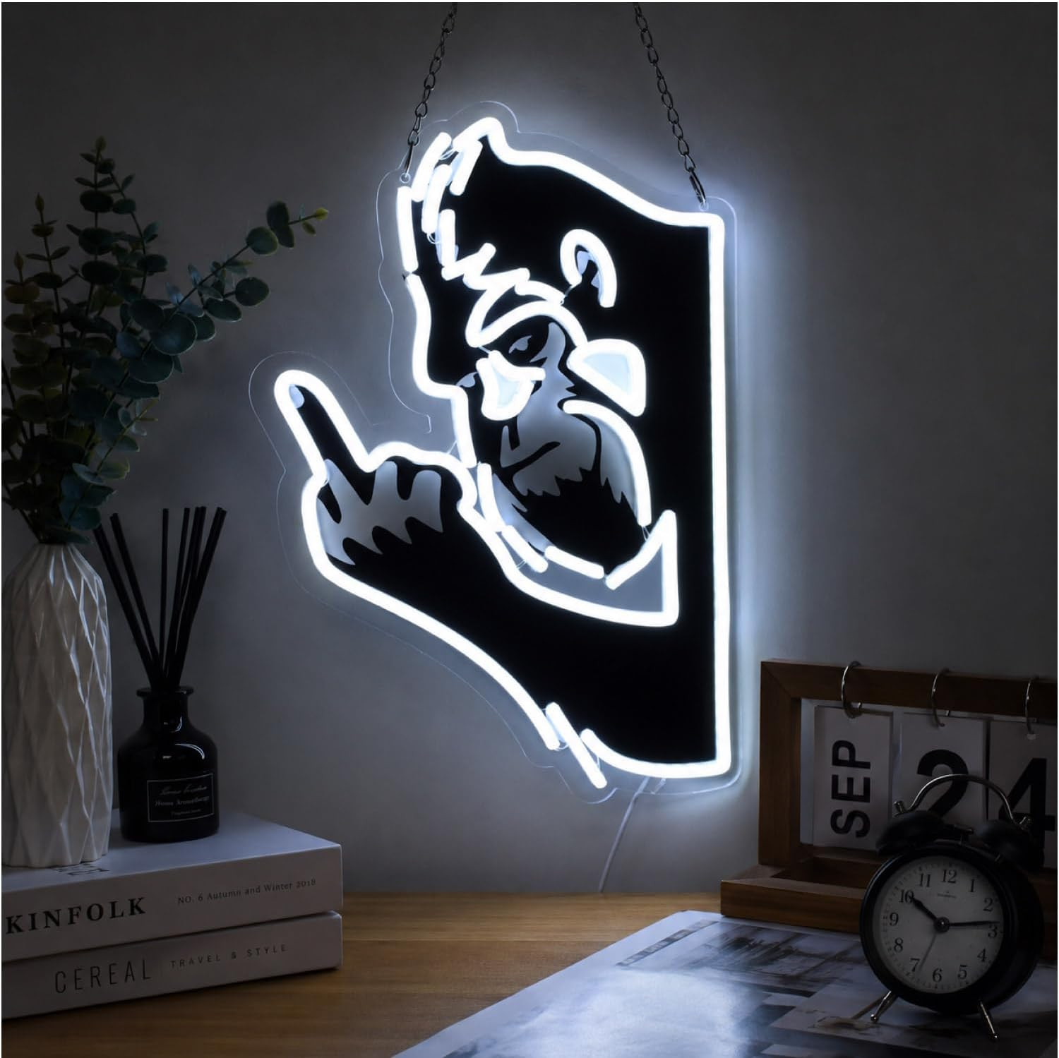 Peeking a Boo Bigfoot Neon Sign, USB Powered LED Light Decor | Funny Animal Wall