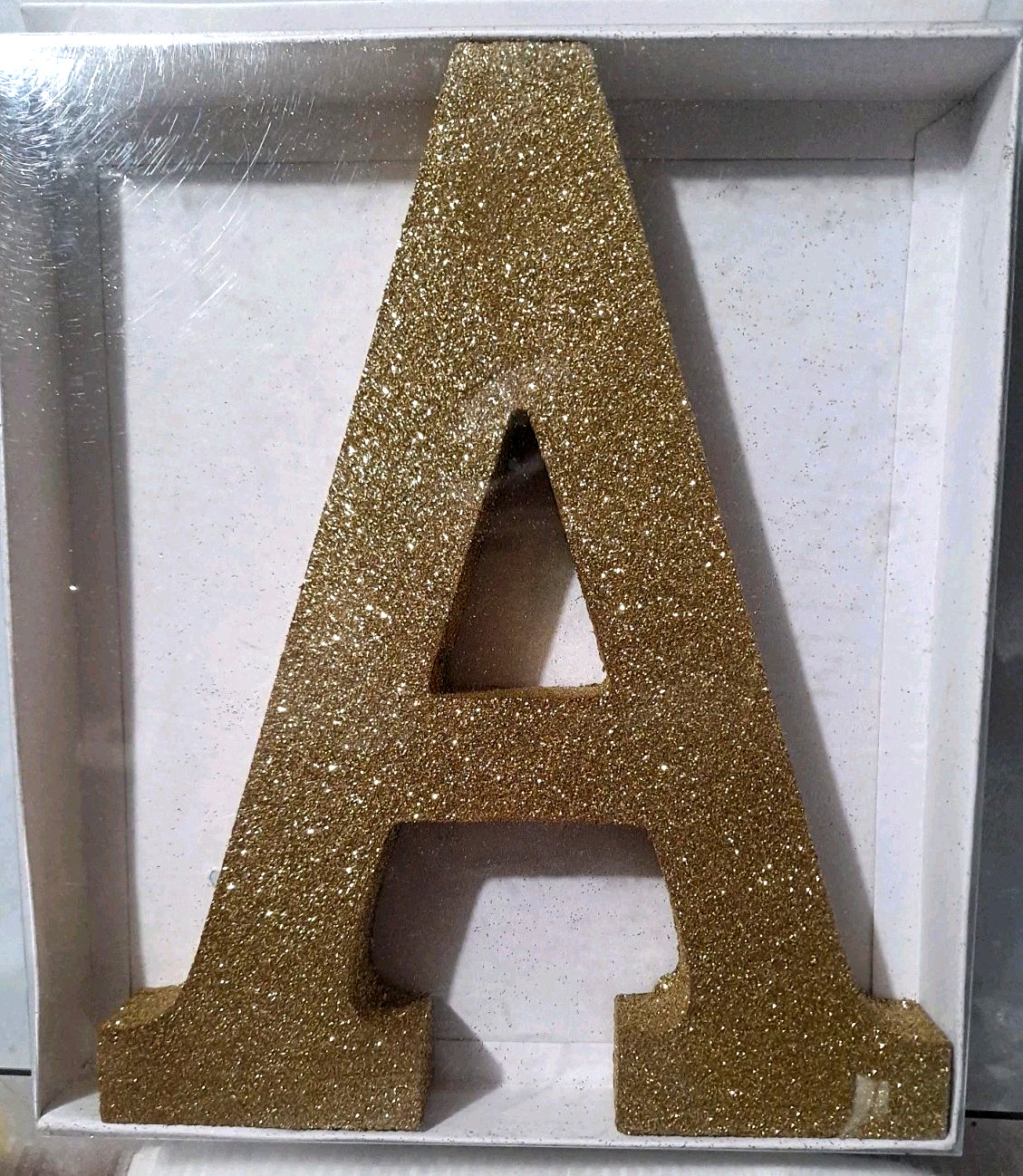 Gold Glitter Monogram “A” Letter Hanging Wood Plaque Decoration 9 X 6 X 2