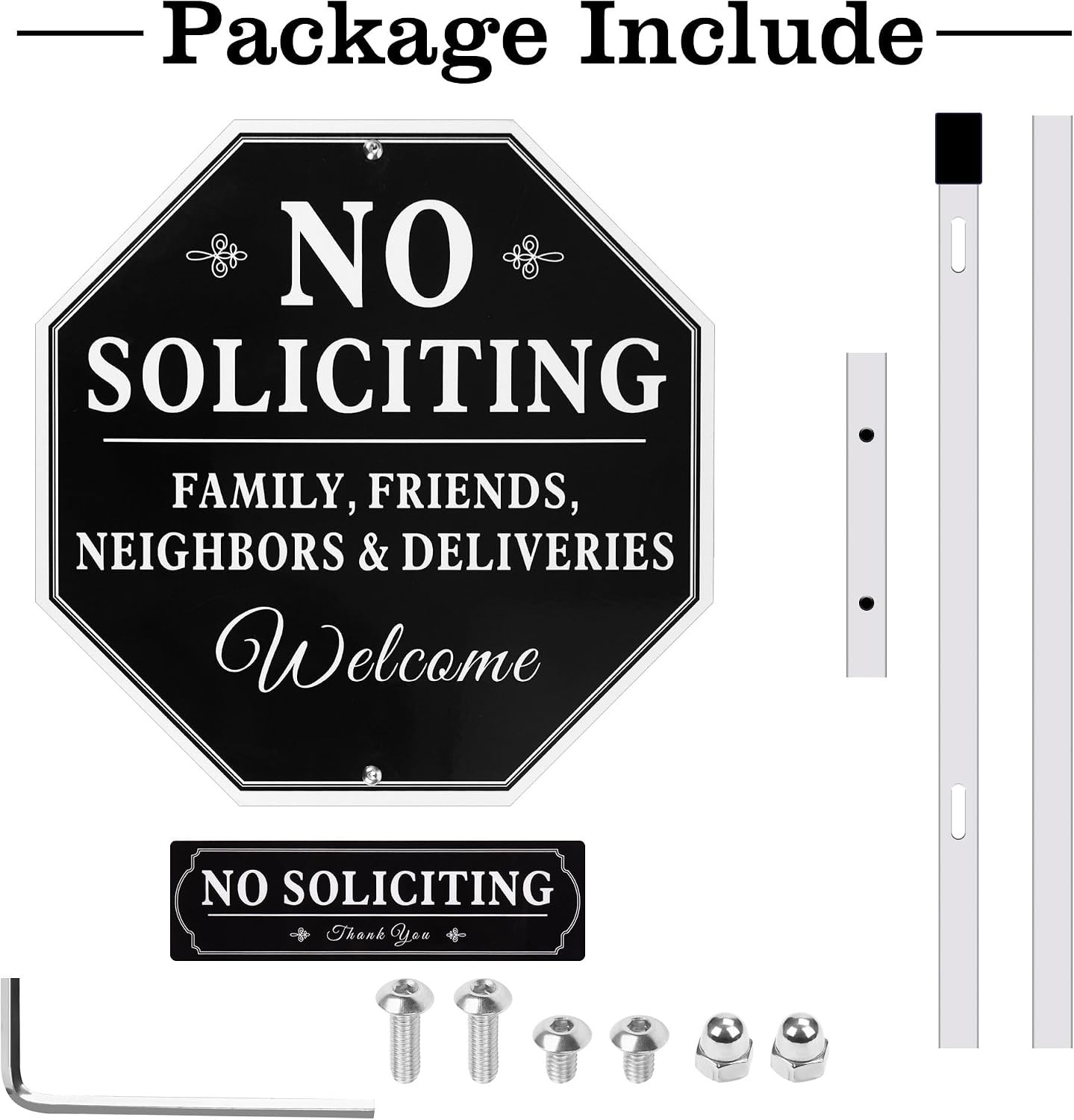 No Soliciting Sign for House with Stake, 10 X 10 Inches No Soliciting Yard Sign